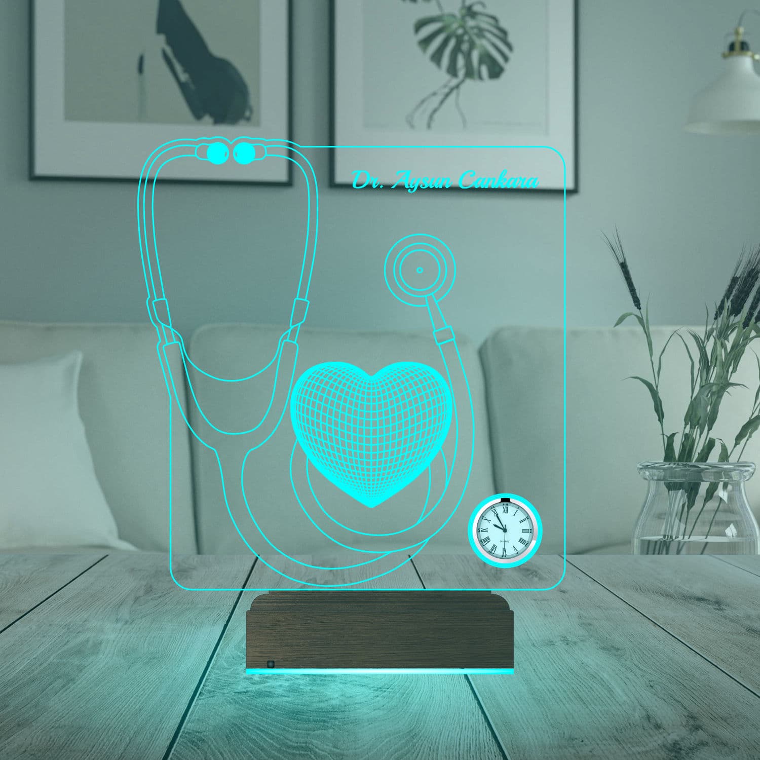 Стетоскоп и сердце — 3D LED Ночник | Подарок врачу 3