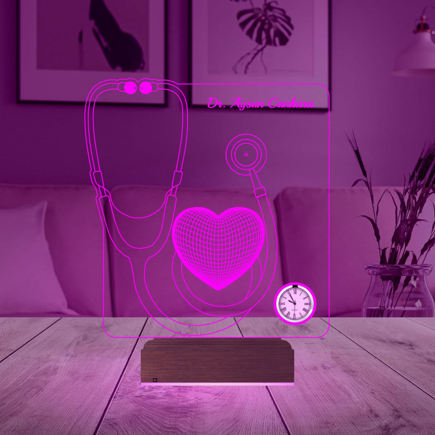 Стетоскоп и сердце — 3D LED Ночник | Подарок врачу 5