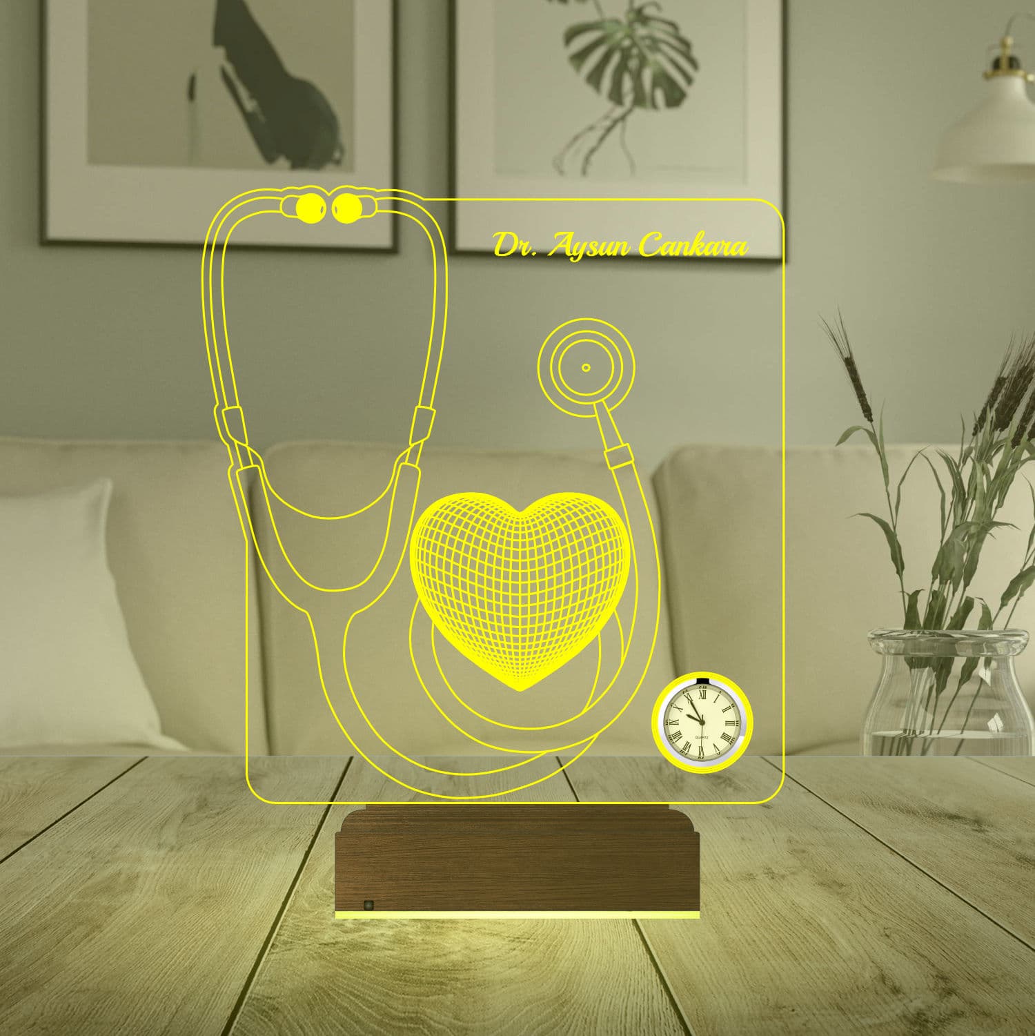 Стетоскоп и сердце — 3D LED Ночник | Подарок врачу 6