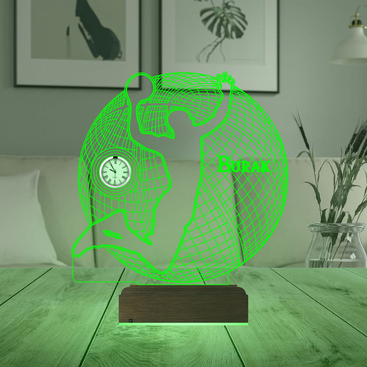 Баскетболист с часами — 3D LED Ночник | Именной подарок 7