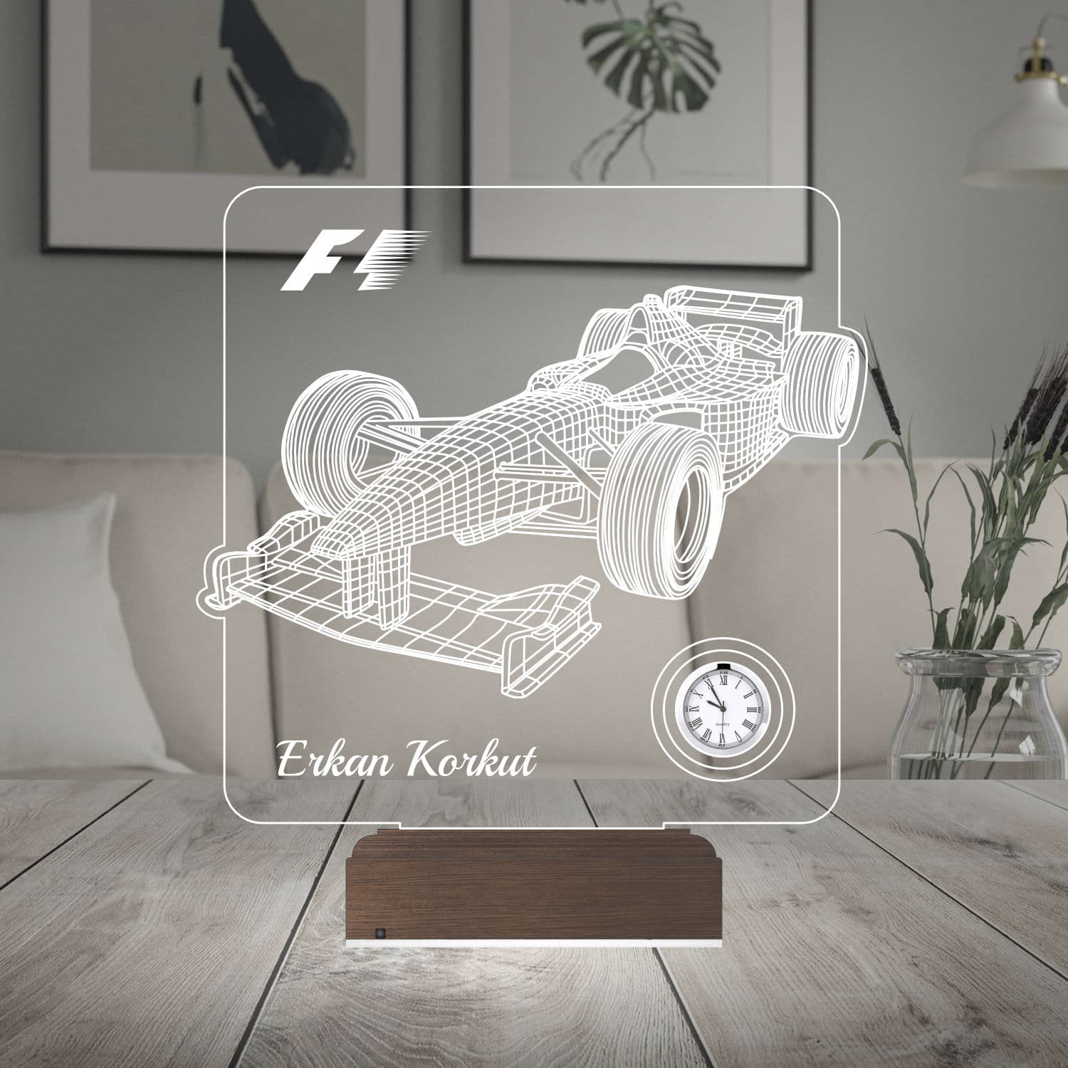 Болид Formula 1 3D Ночник с Часами 2