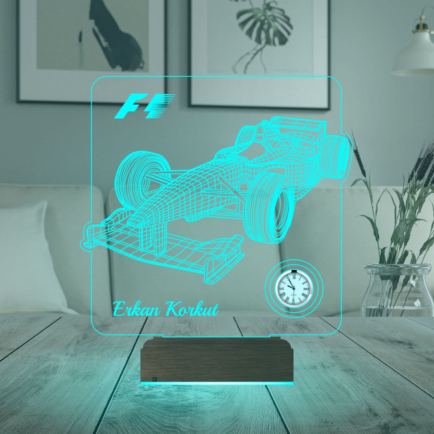 Болид Formula 1 3D Ночник с Часами 3