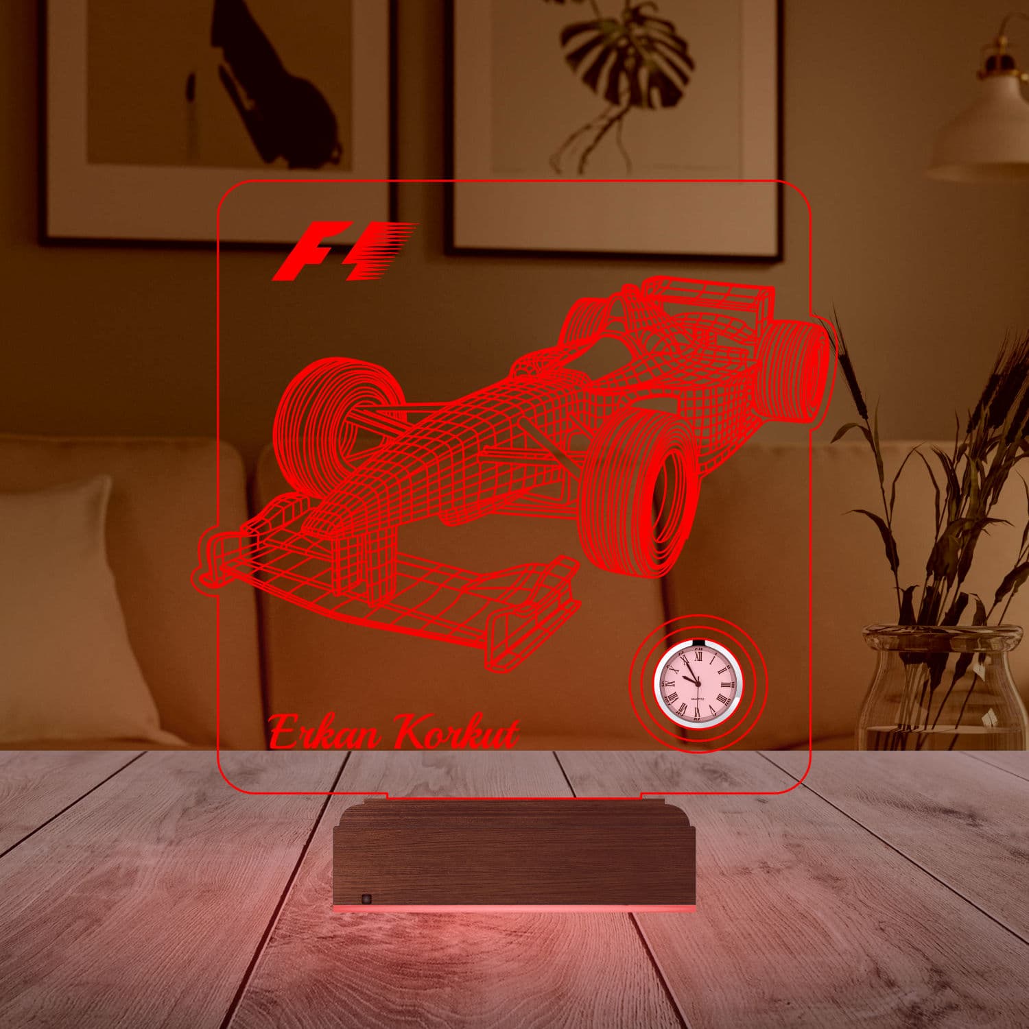 Болид Formula 1 3D Ночник с Часами 4