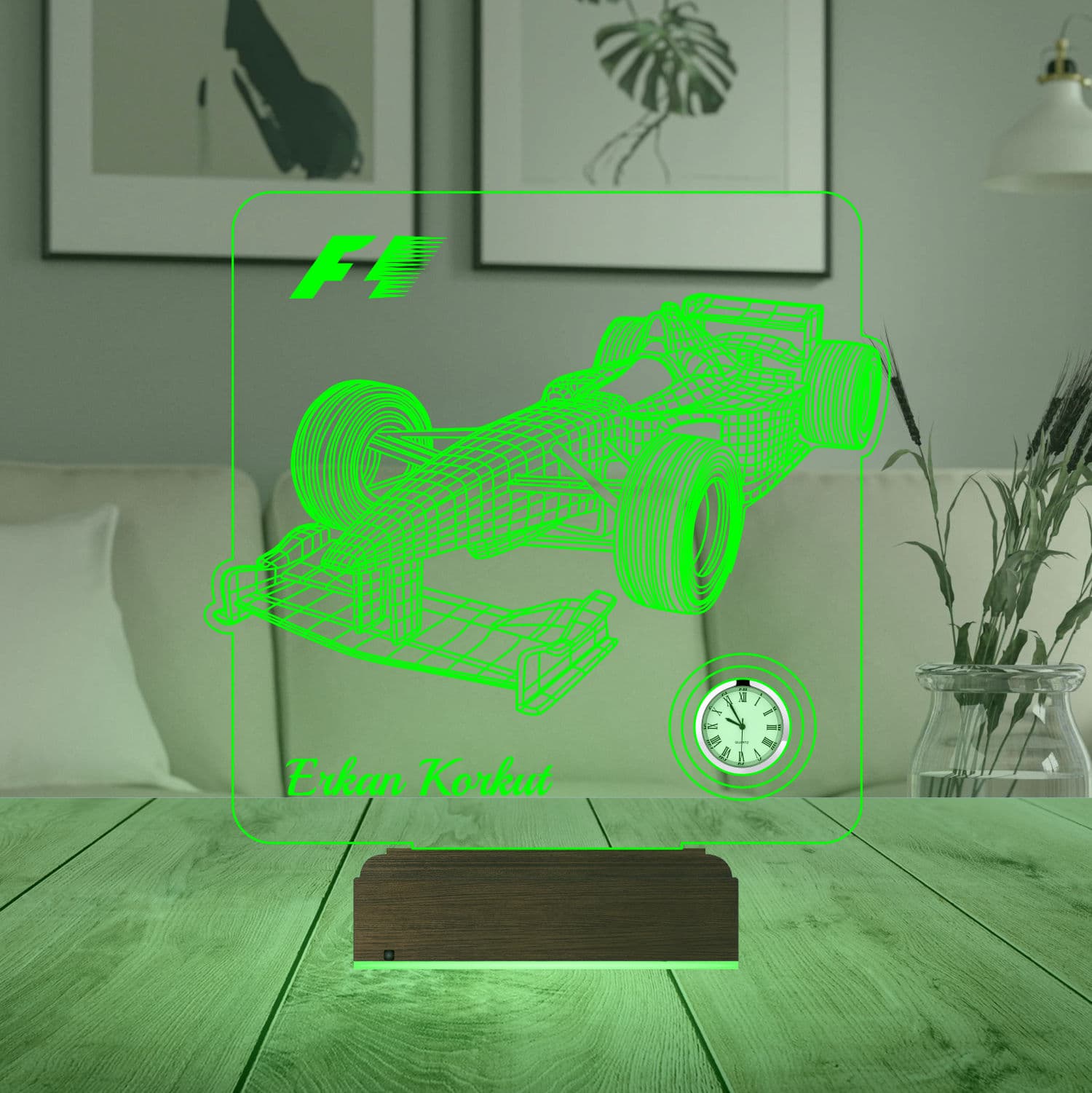 Болид Formula 1 3D Ночник с Часами 7