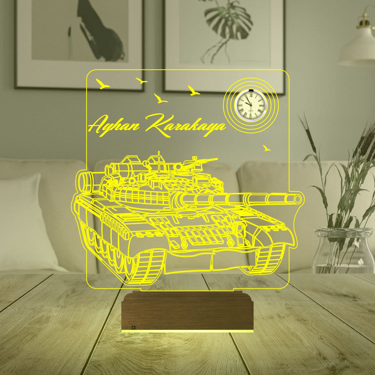Танк — 3D LED Ночник | Именной подарок мужчине 6