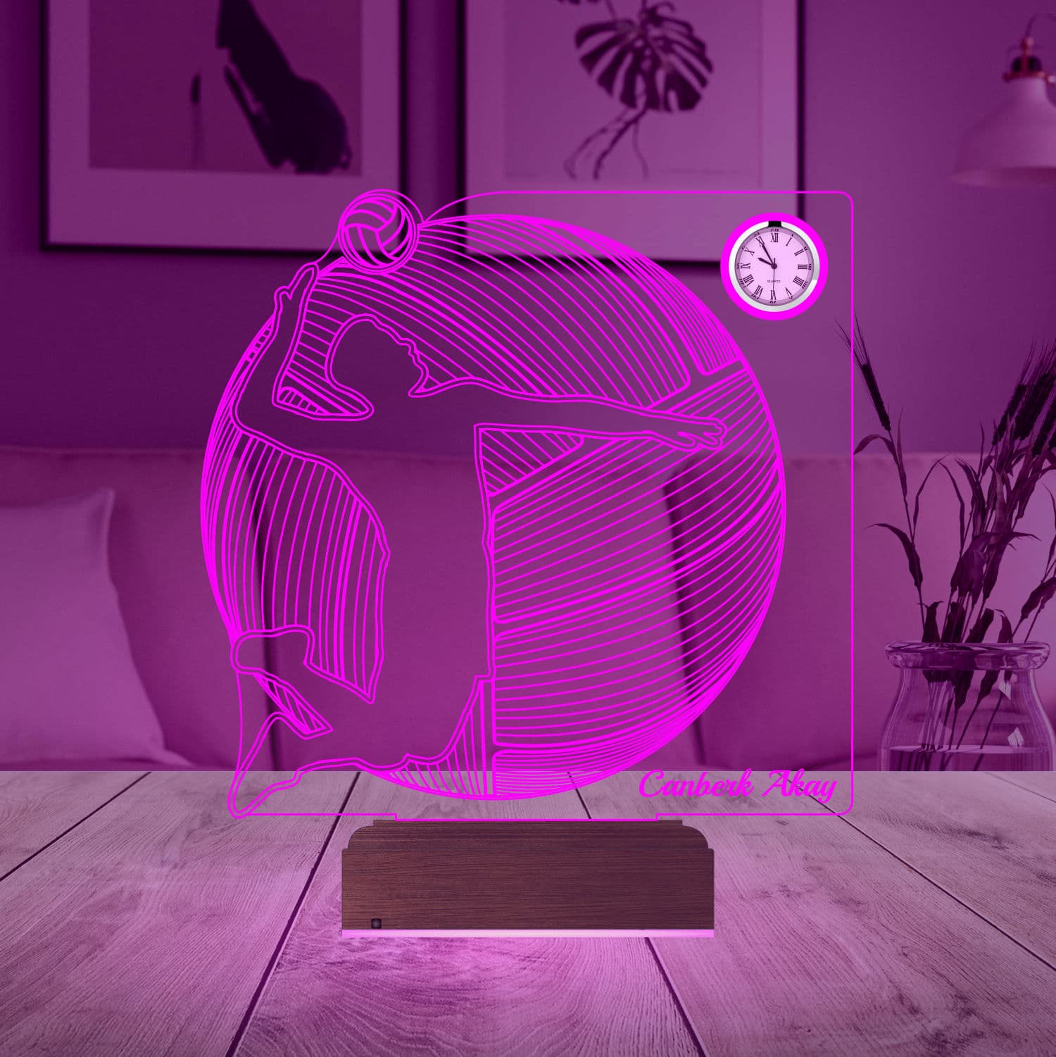 Волейболист — 3D LED Ночник с часами | Именной подарок 5