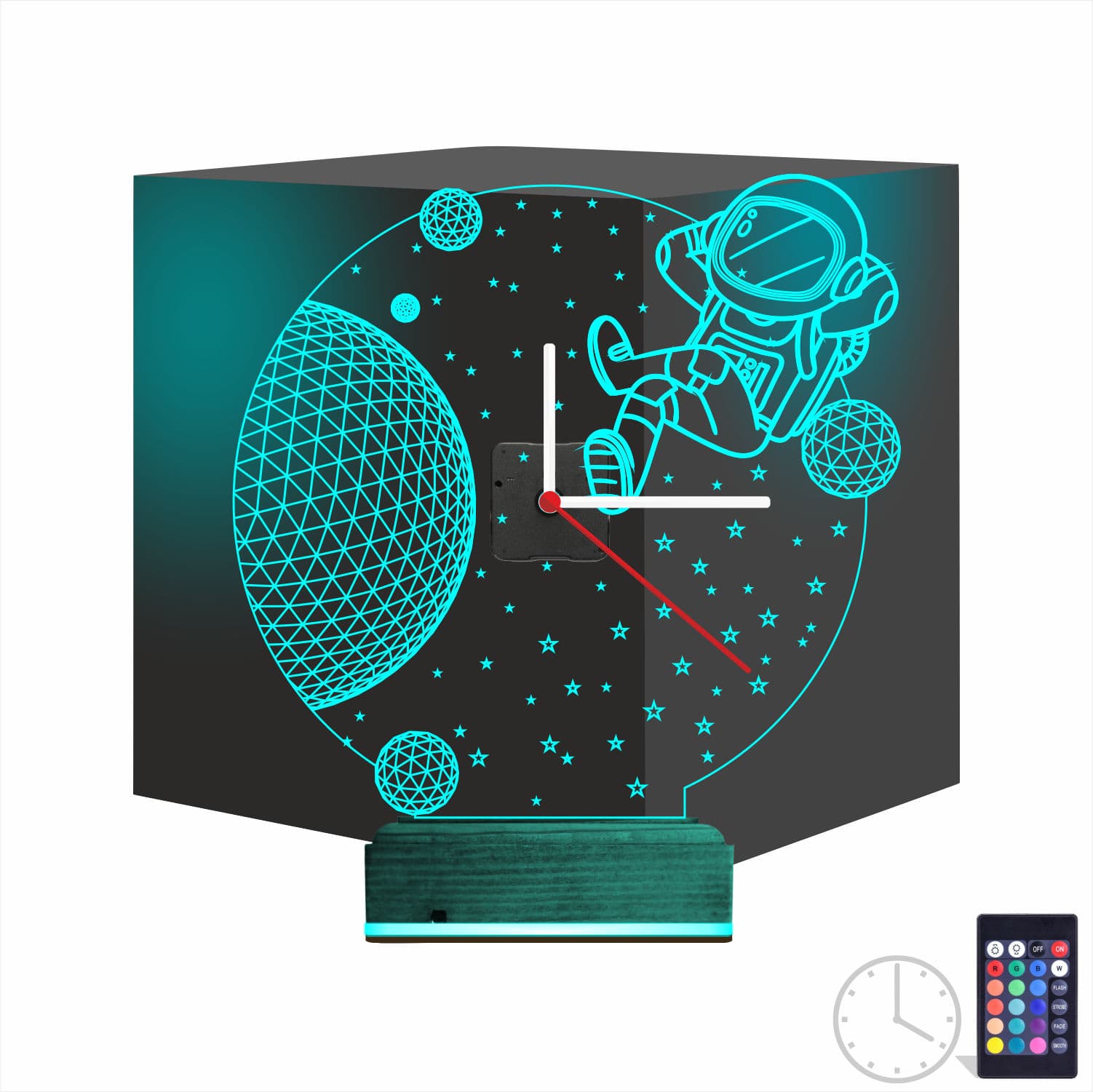 Космонавт — 3D LED Ночник с часами | Подарок детям 1