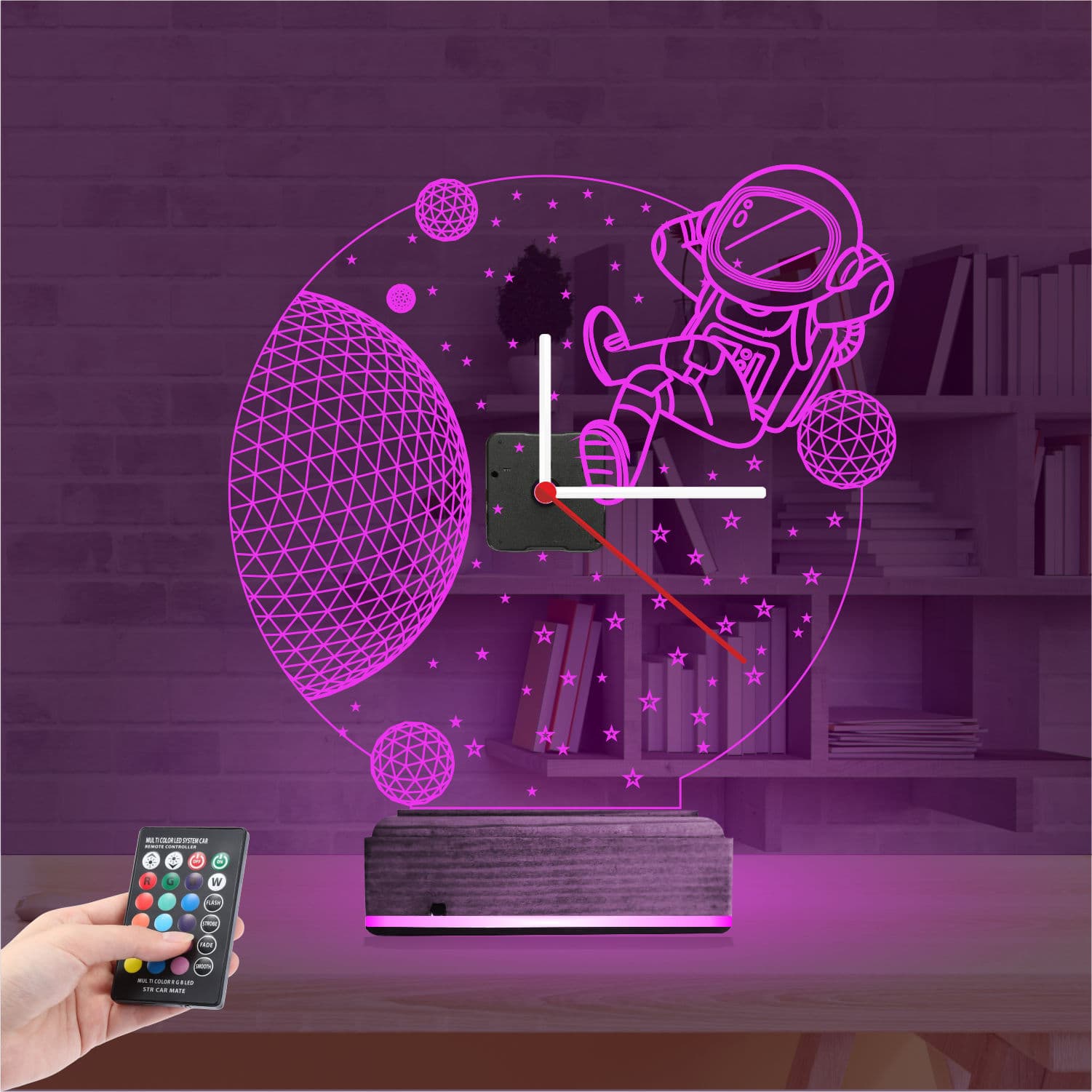 Космонавт — 3D LED Ночник с часами | Подарок детям 4