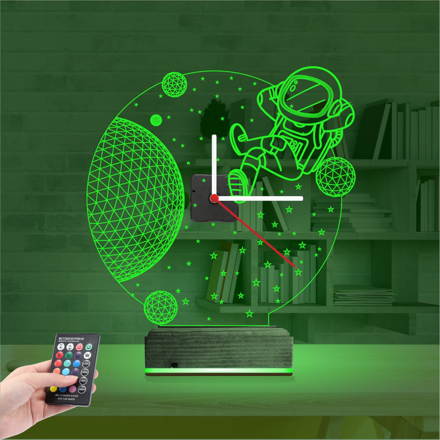 Космонавт — 3D LED Ночник с часами | Подарок детям 6