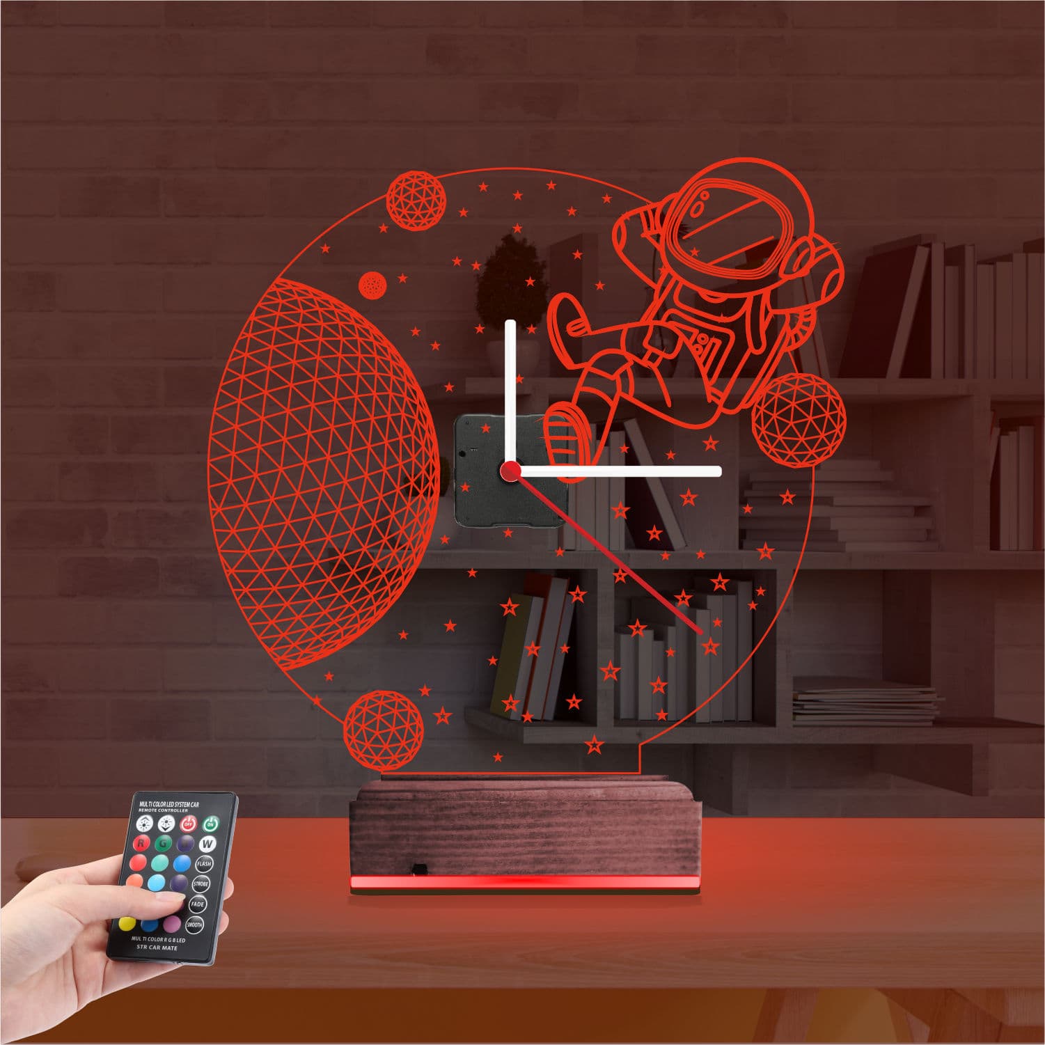 Космонавт — 3D LED Ночник с часами | Подарок детям 7