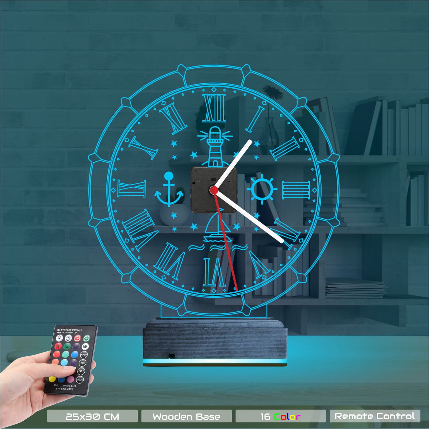 Морские Часы — 3D LED Ночник | Подарок мужчине 9