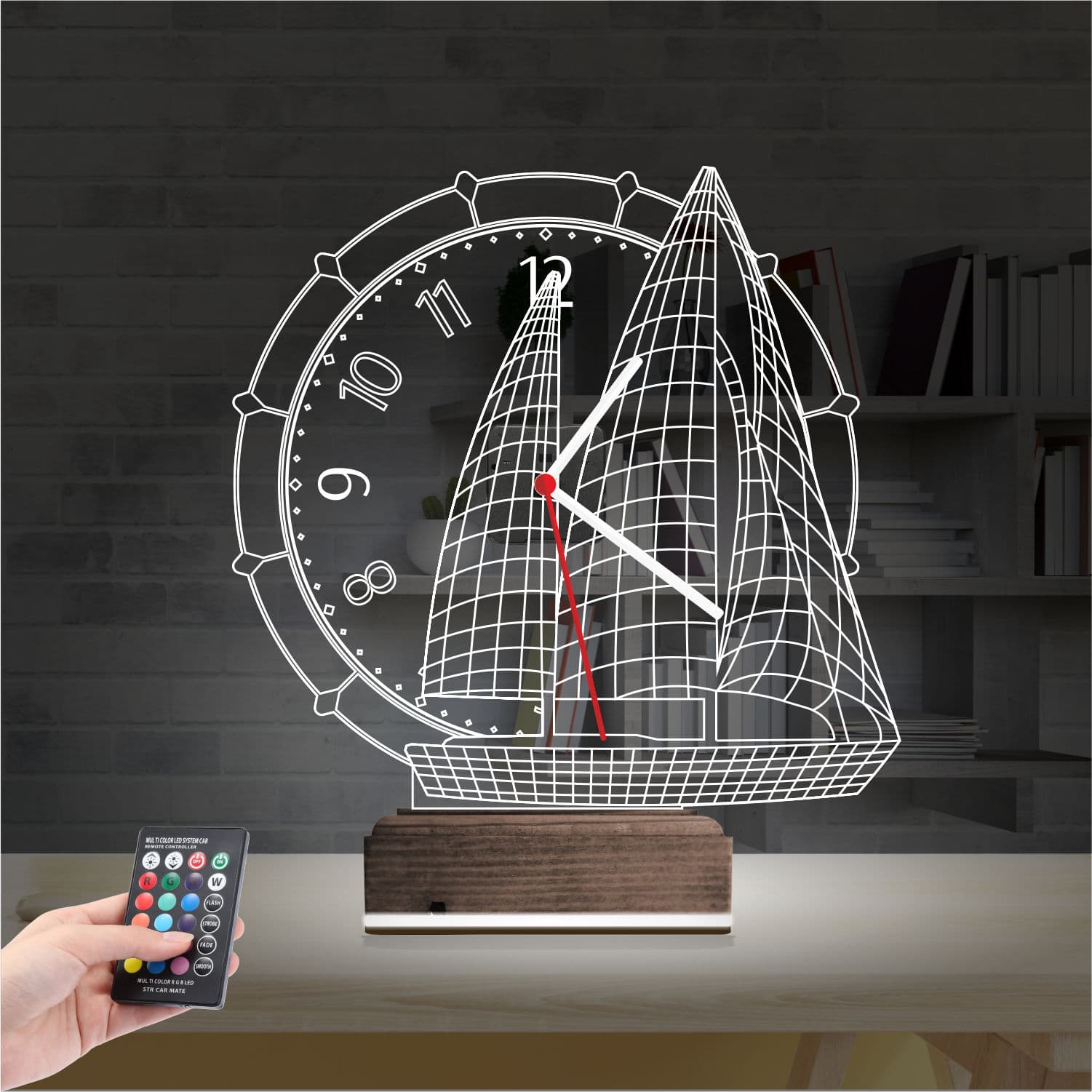 Парусник с часами — 3D LED Ночник | Подарок мужчине 2