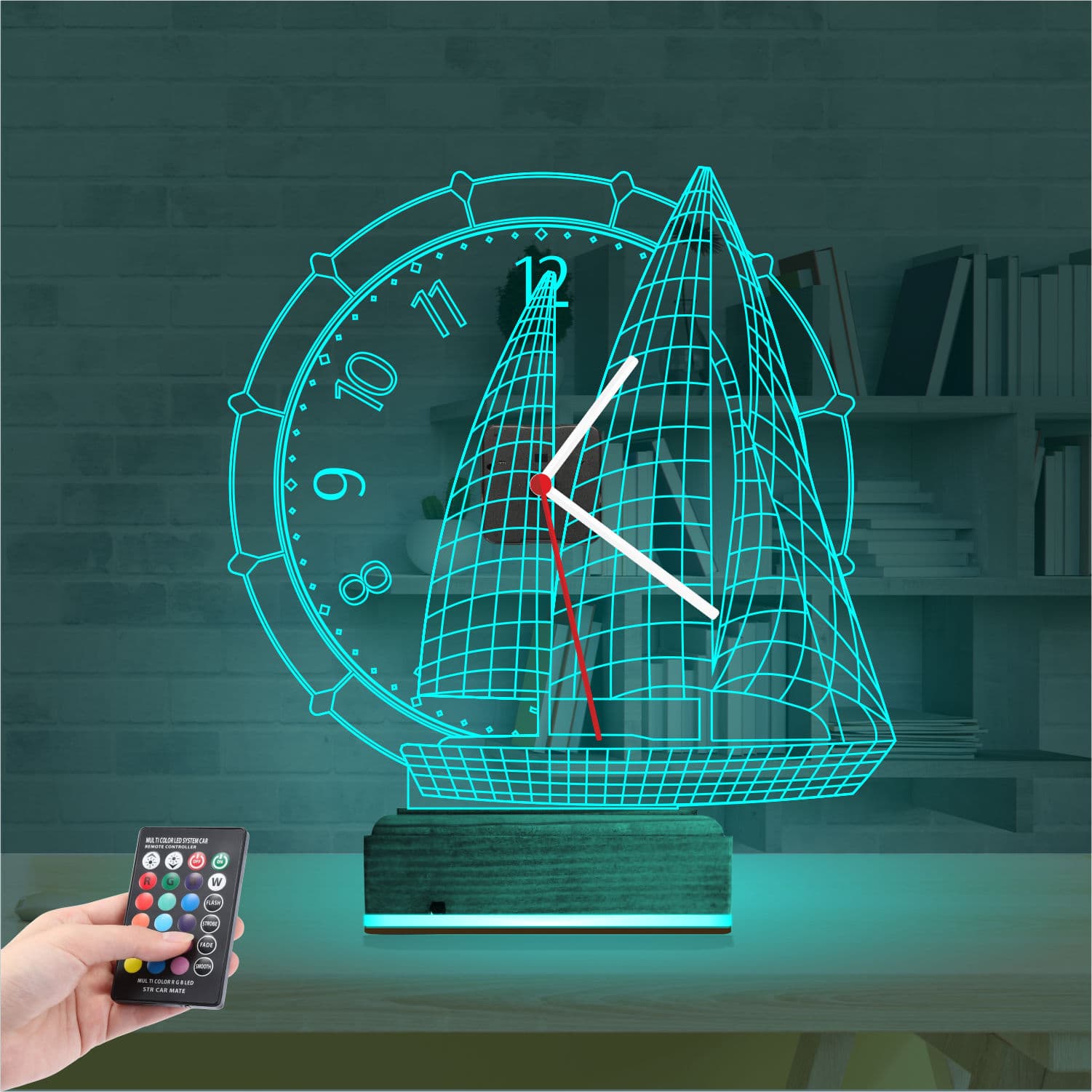 Парусник с часами — 3D LED Ночник | Подарок мужчине 3