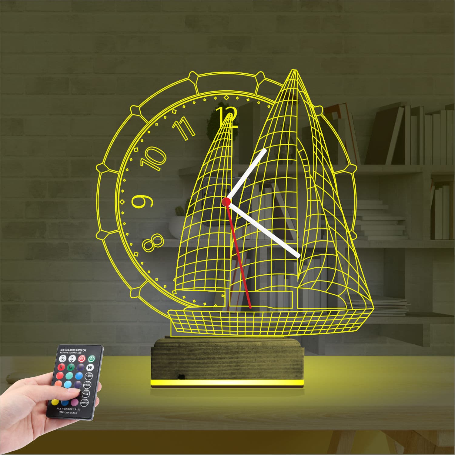 Парусник с часами — 3D LED Ночник | Подарок мужчине 5