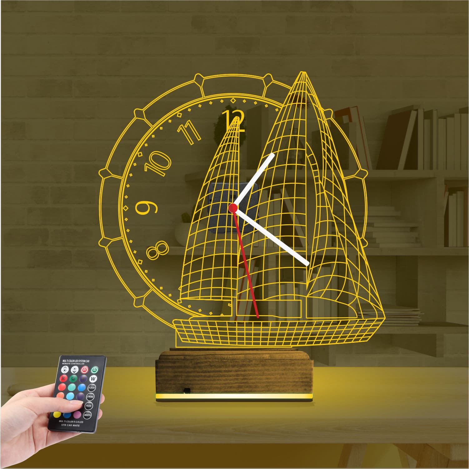 Парусник с часами — 3D LED Ночник | Подарок мужчине 8