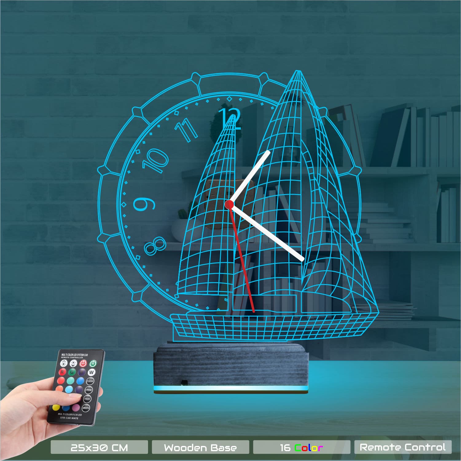 Парусник с часами — 3D LED Ночник | Подарок мужчине 9
