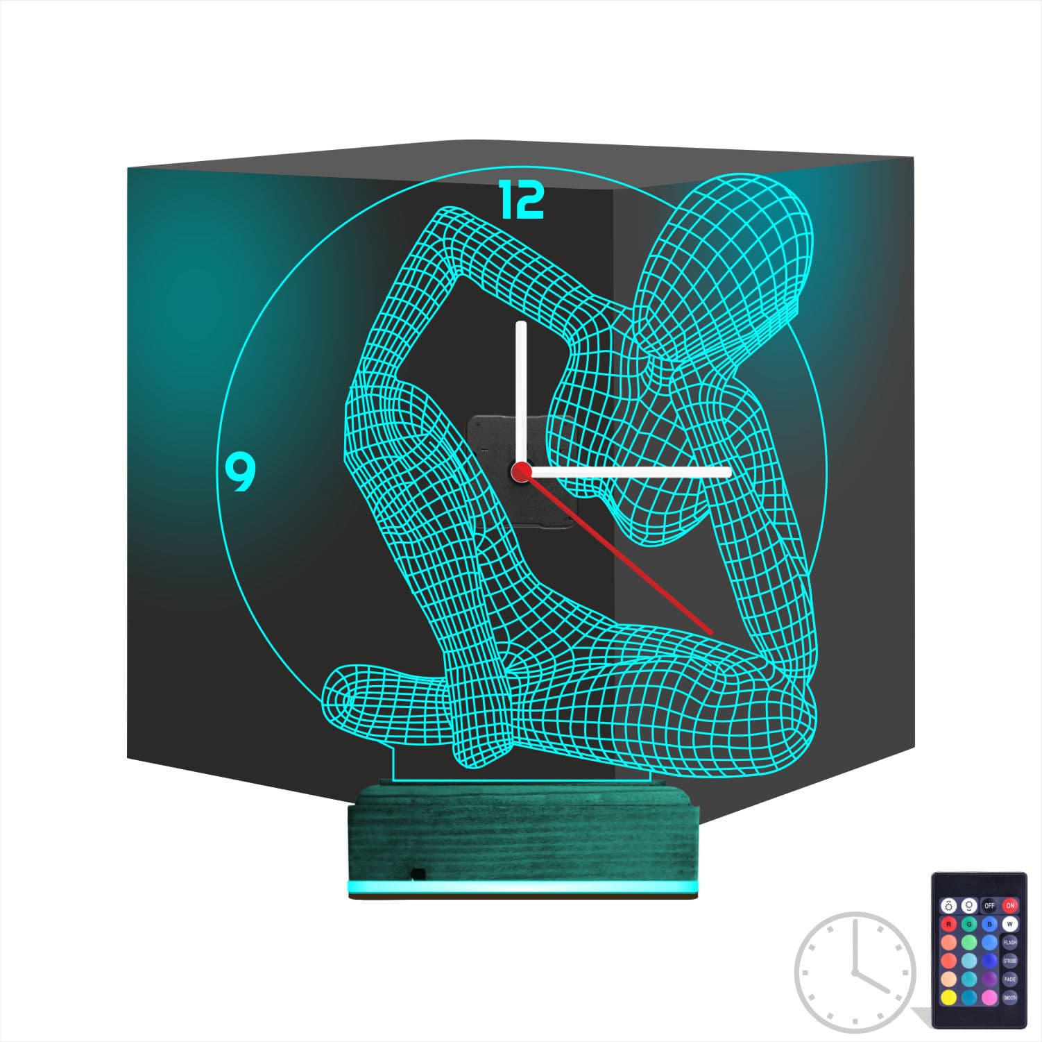 Мыслитель — 3D LED Ночник с часами | Подарок мужчине 1