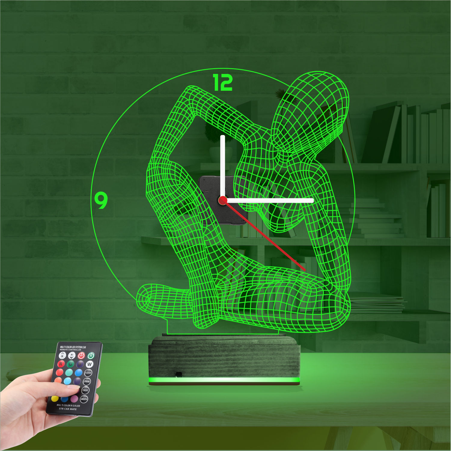 Мыслитель — 3D LED Ночник с часами | Подарок мужчине 6