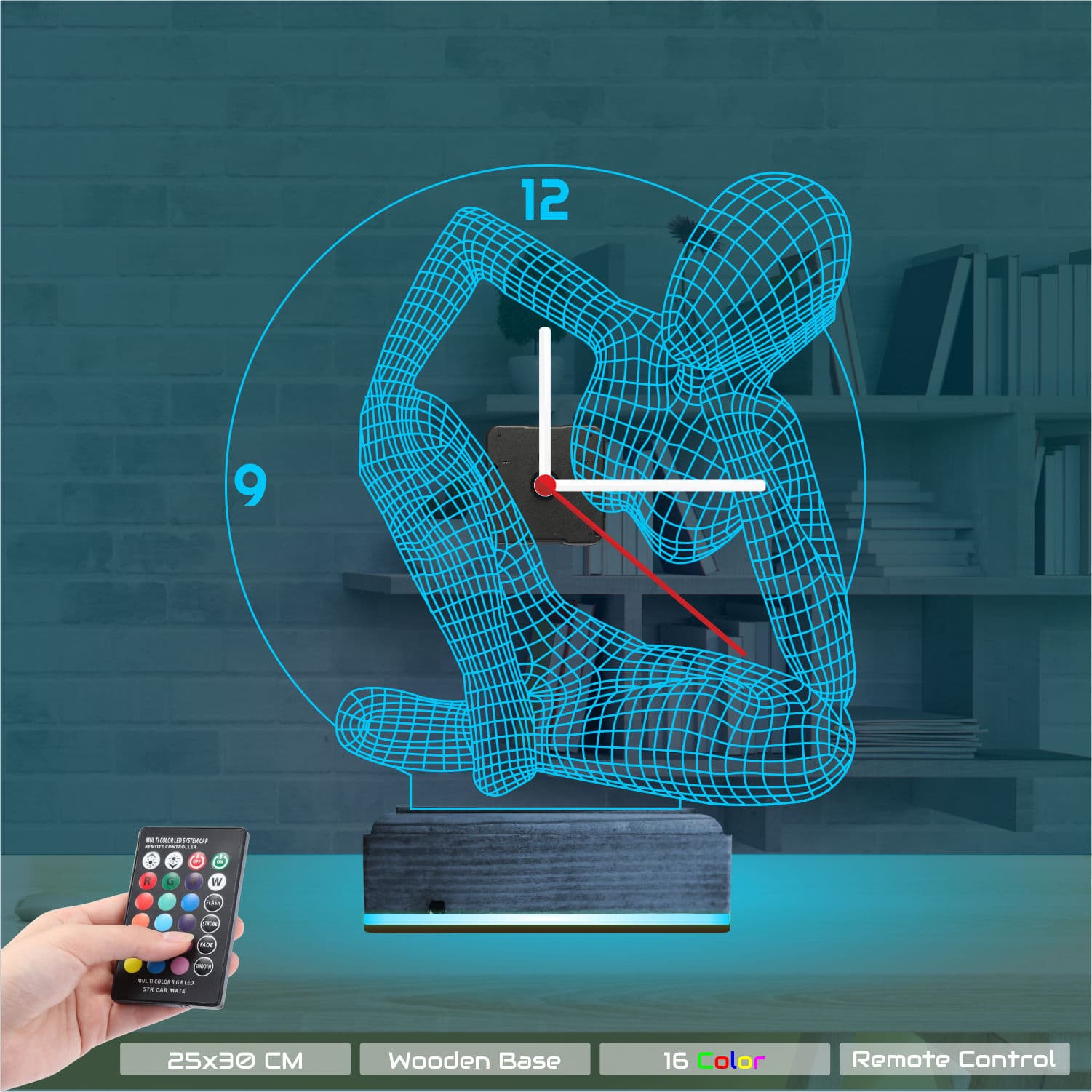 Мыслитель — 3D LED Ночник с часами | Подарок мужчине 9