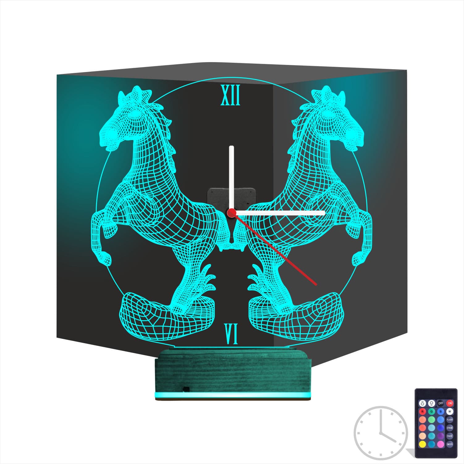 Лошади — 3D LED Ночник с часами | Подарок любителям животных 1