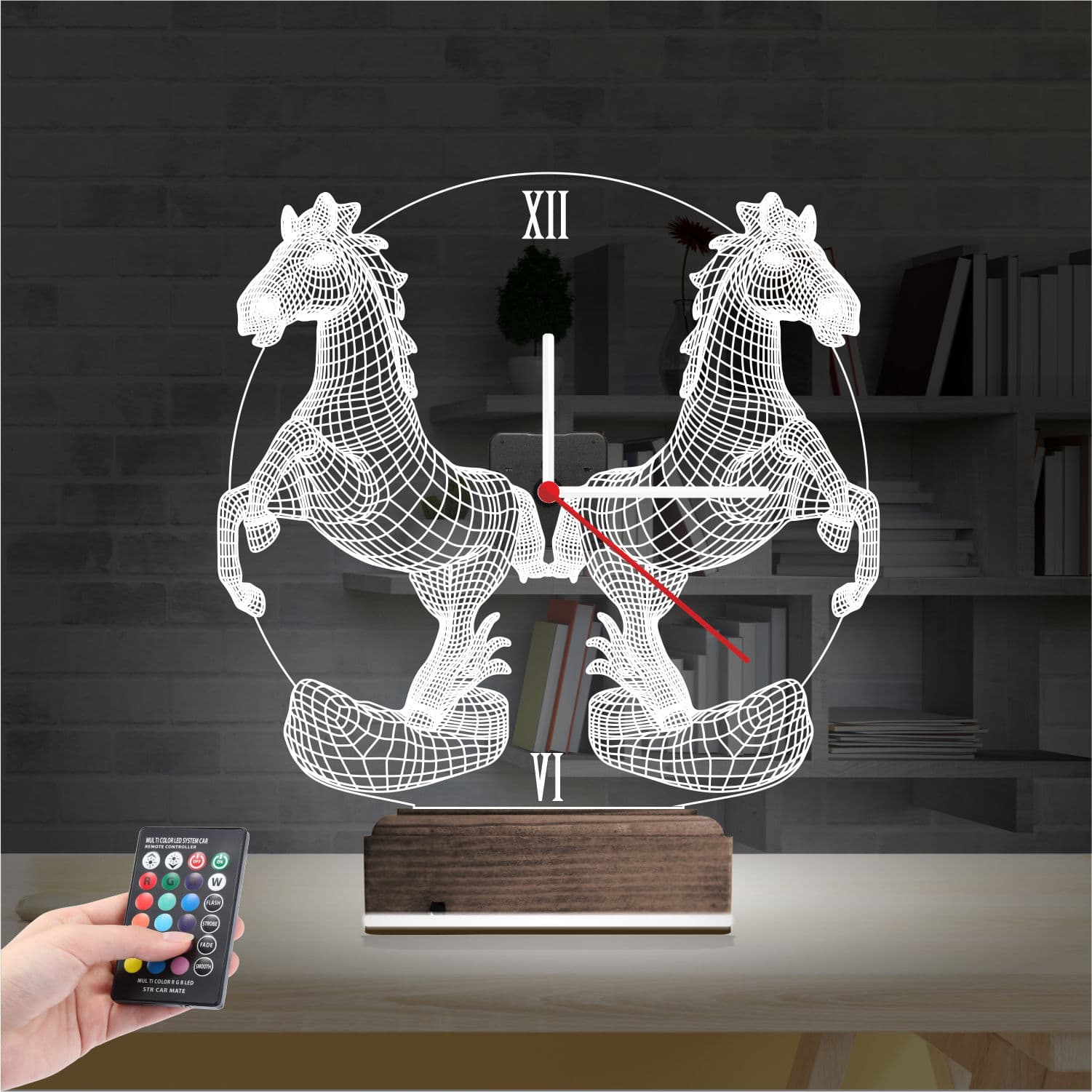 Лошади — 3D LED Ночник с часами | Подарок любителям животных 2