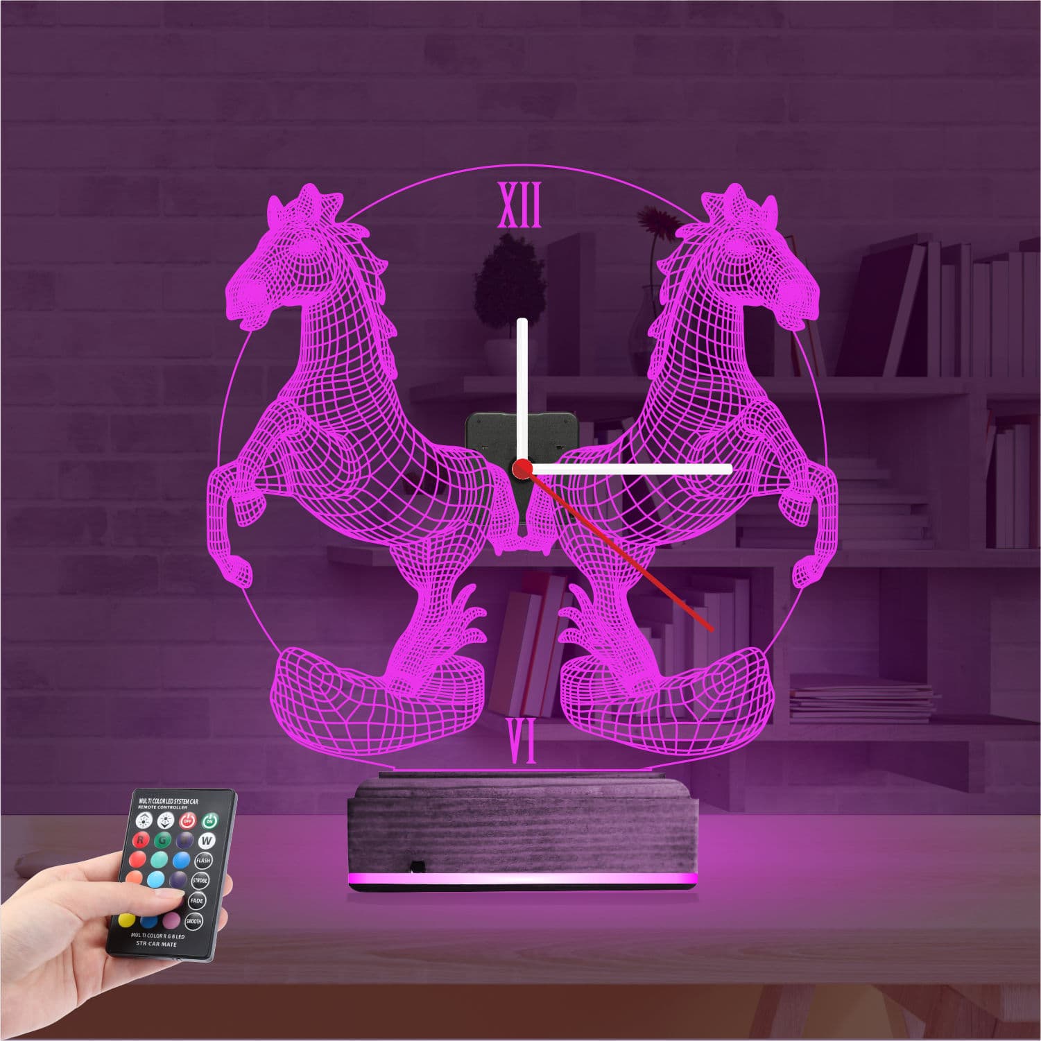 Лошади — 3D LED Ночник с часами | Подарок любителям животных 4