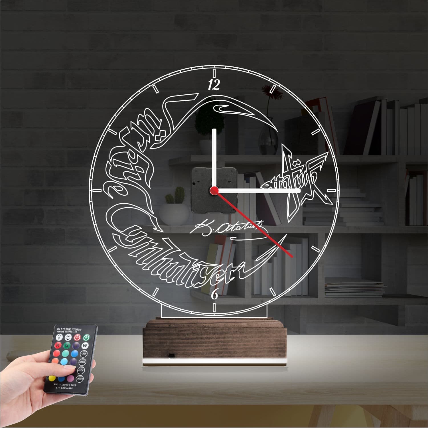 Ататюрк и Флаг Турции — 3D LED Ночник с часами | Подарок 2