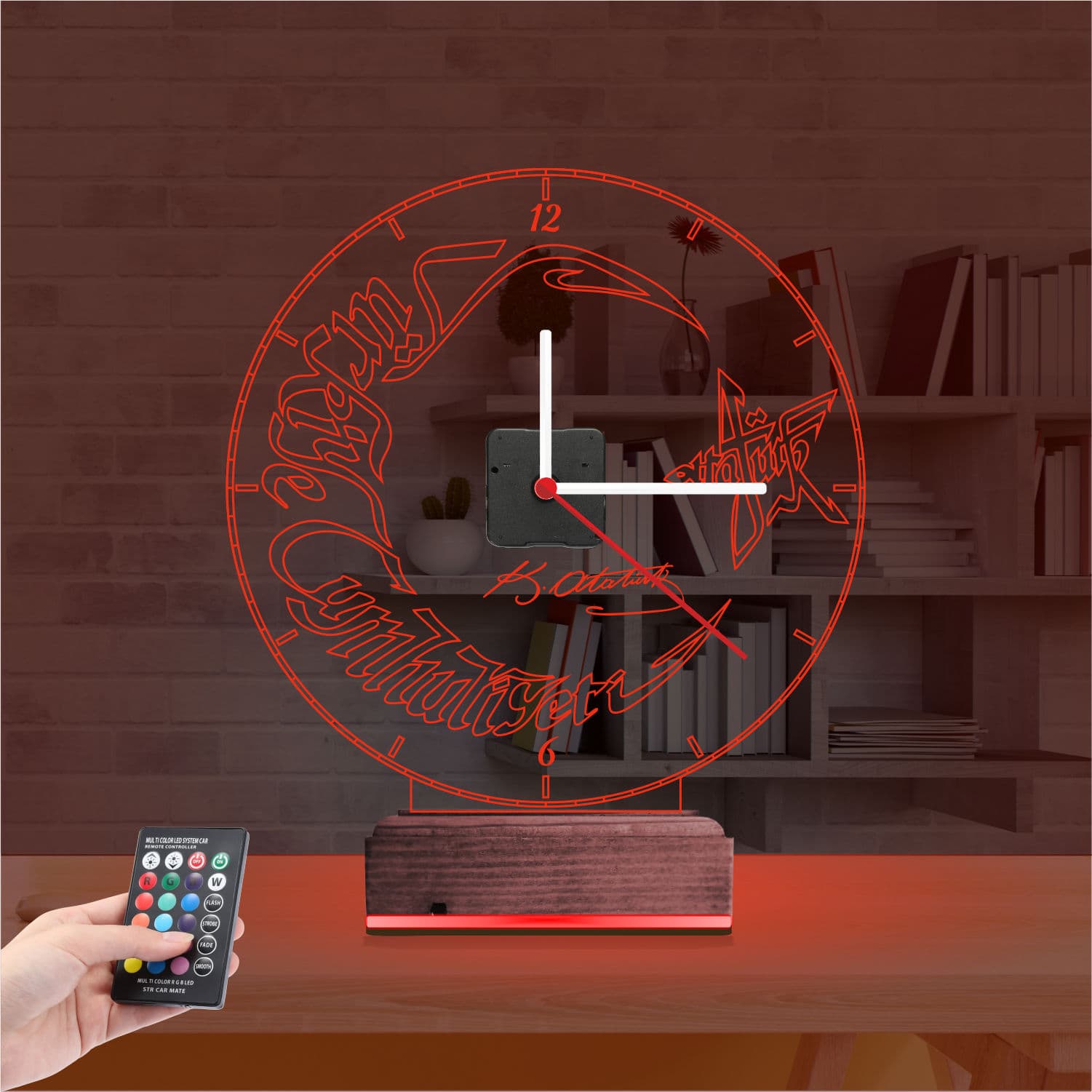 Ататюрк и Флаг Турции — 3D LED Ночник с часами | Подарок 7