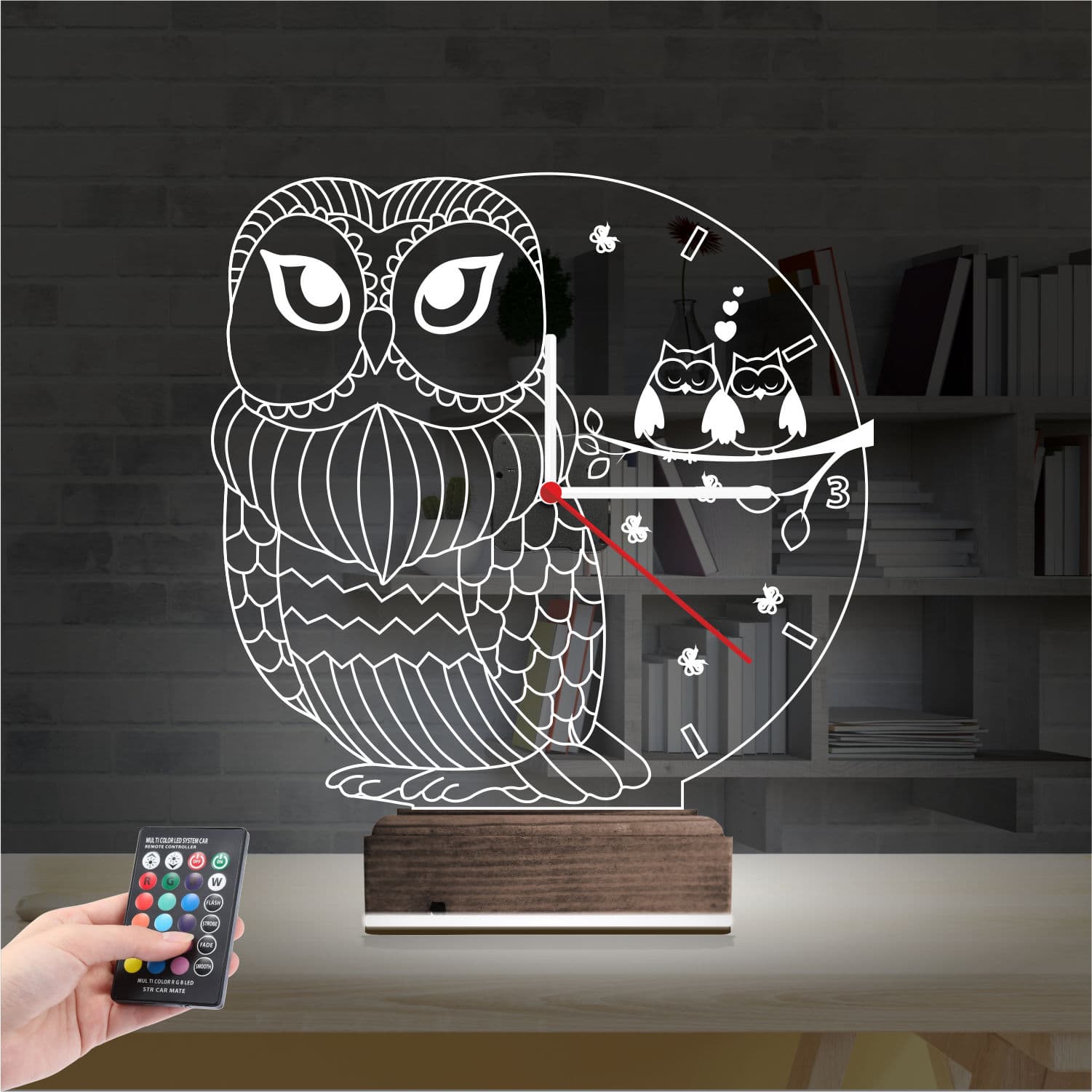 Совы и Часы — 3D LED Ночник | Романтический подарок 2