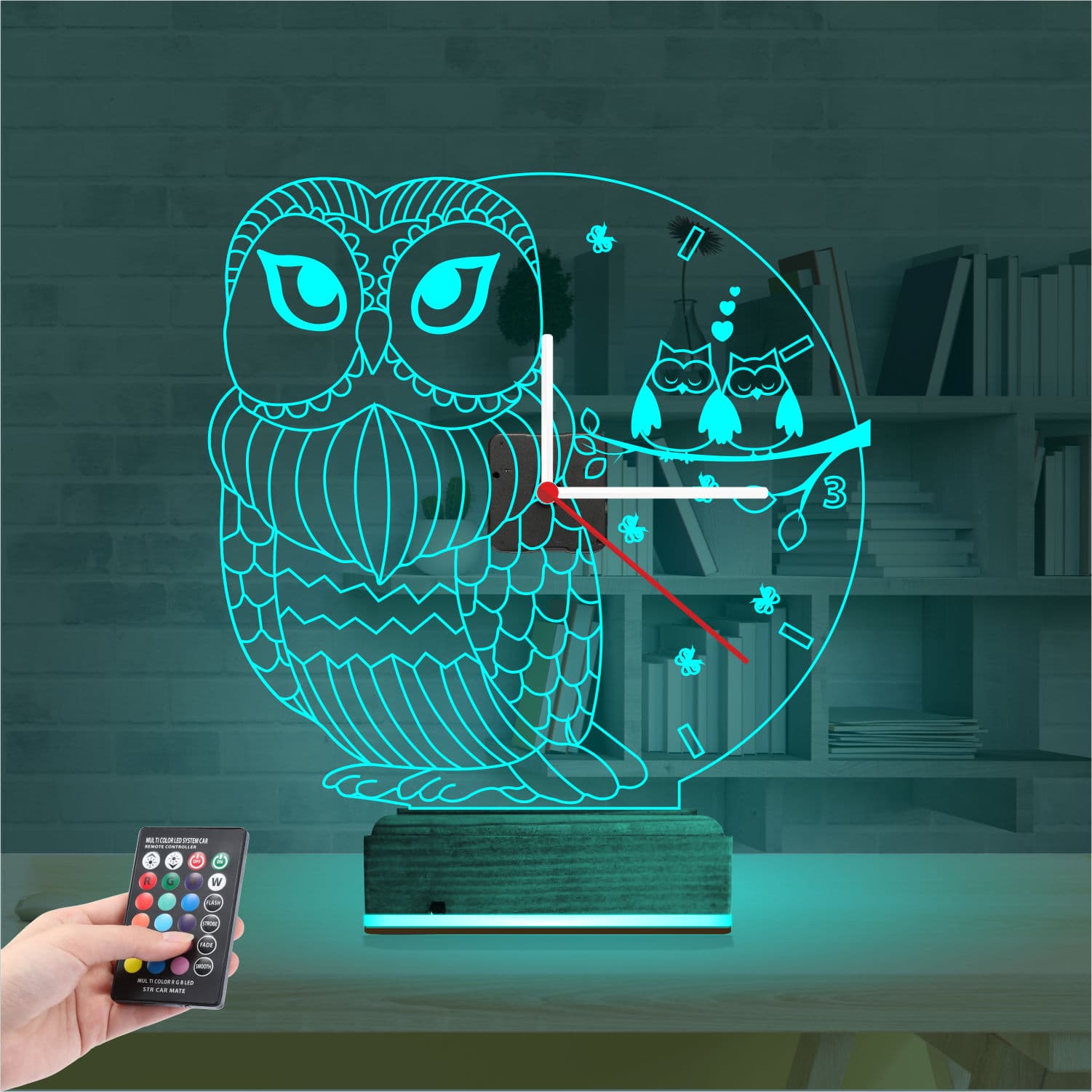 Совы и Часы — 3D LED Ночник | Романтический подарок 3