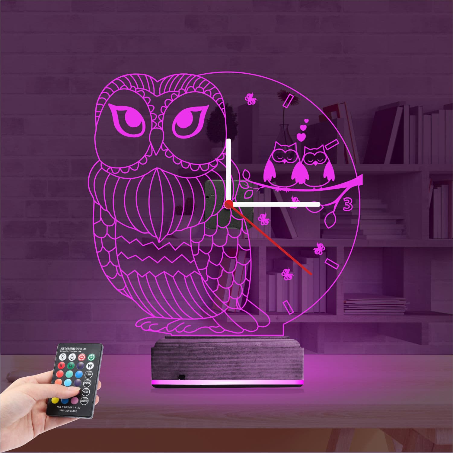 Совы и Часы — 3D LED Ночник | Романтический подарок 4