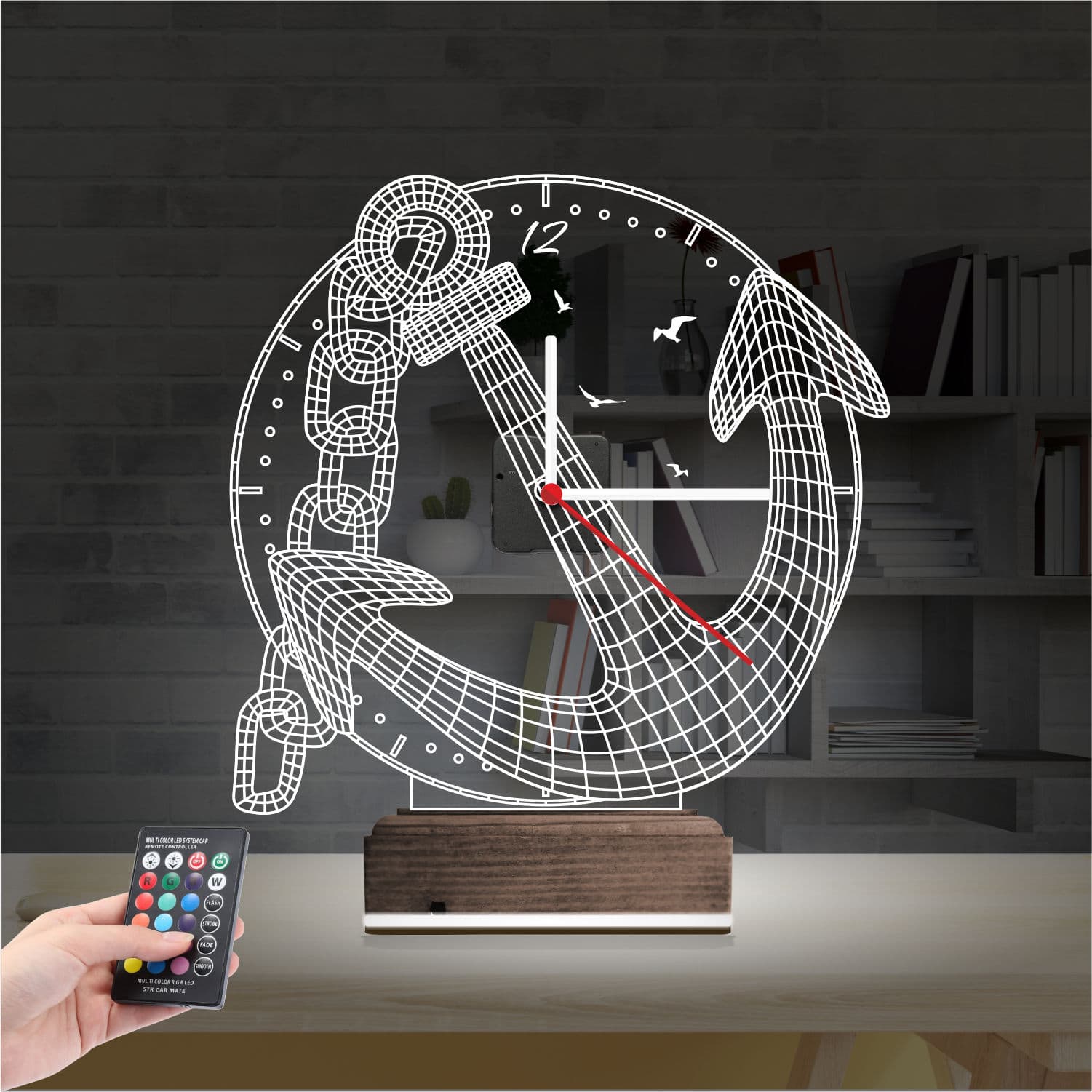 Якорь с часами — 3D LED Ночник | Подарок мужчине 2
