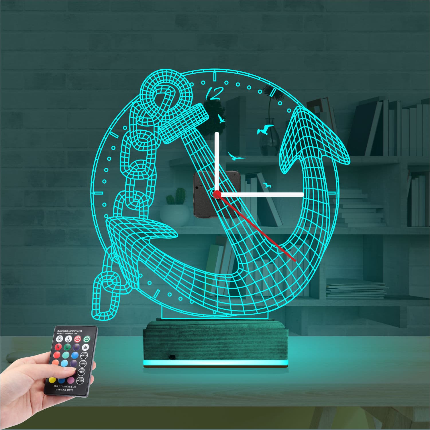 Якорь с часами — 3D LED Ночник | Подарок мужчине 3