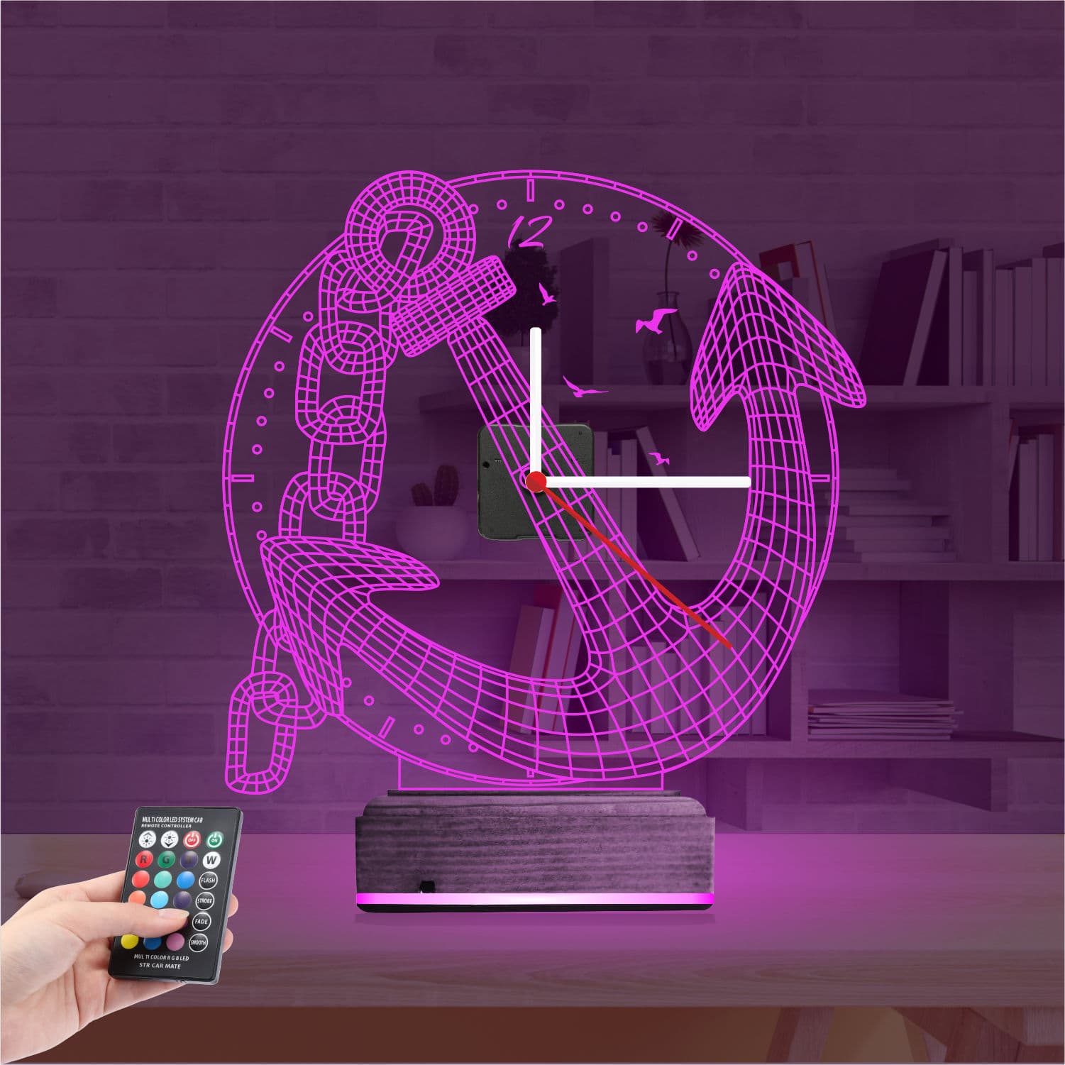 Якорь с часами — 3D LED Ночник | Подарок мужчине 4