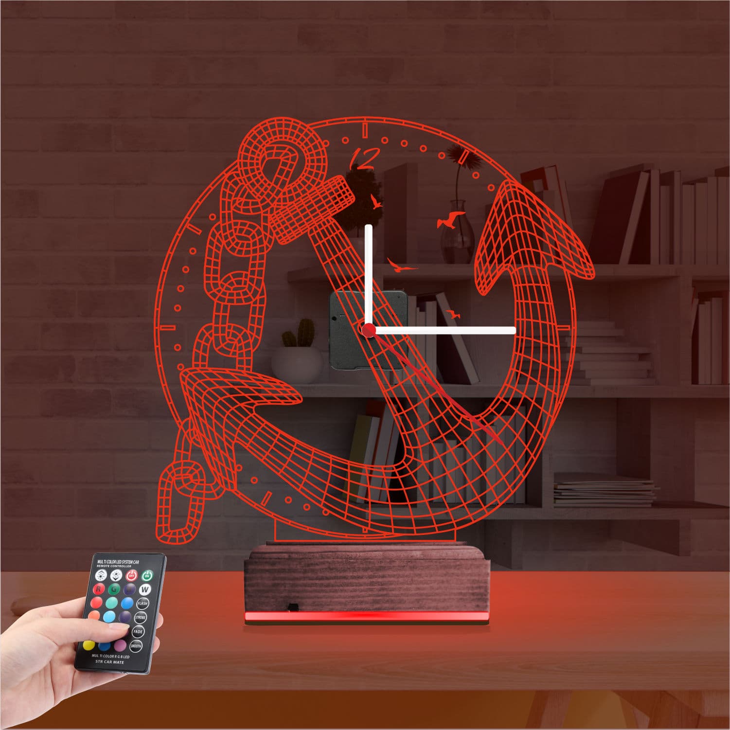 Якорь с часами — 3D LED Ночник | Подарок мужчине 7