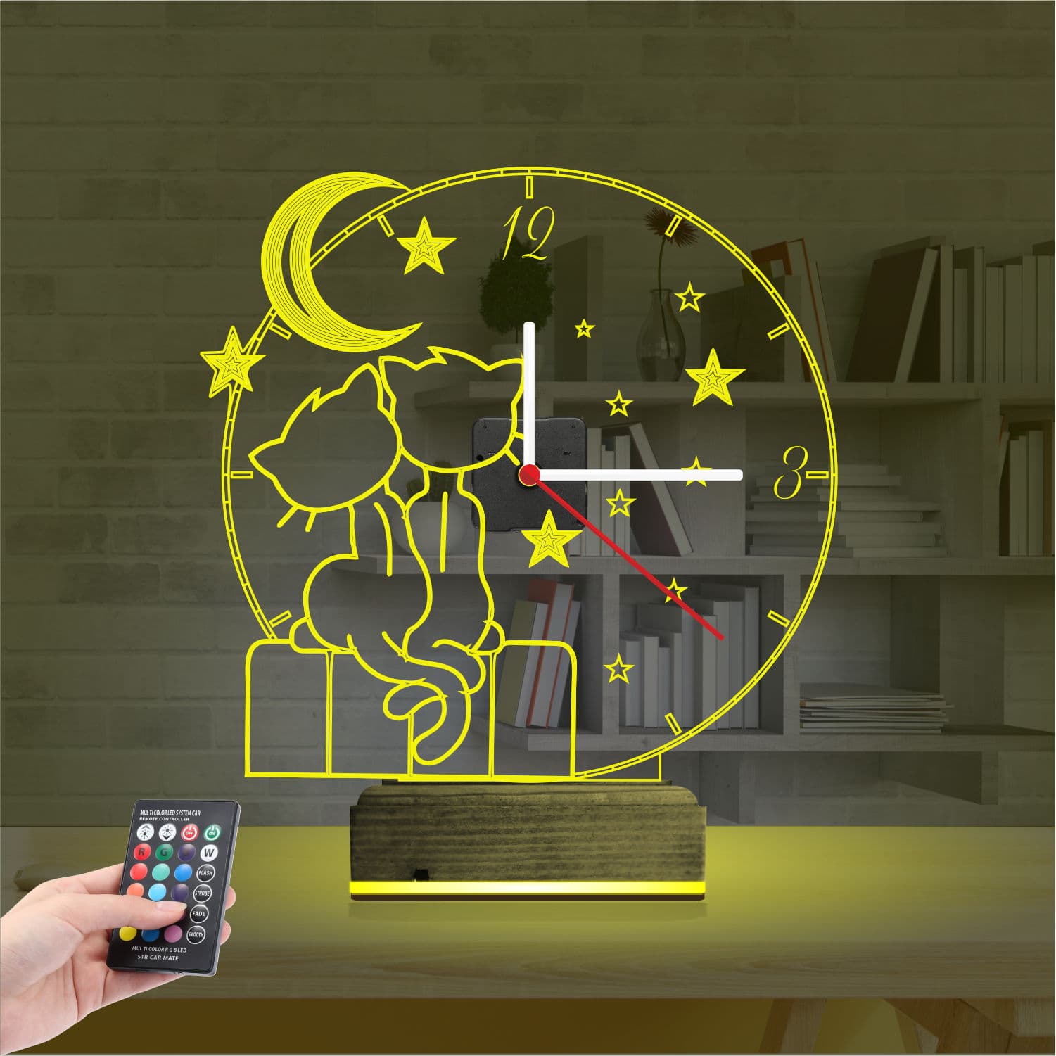 Коты под луной — 3D LED Ночник с часами | Подарок любимым 5