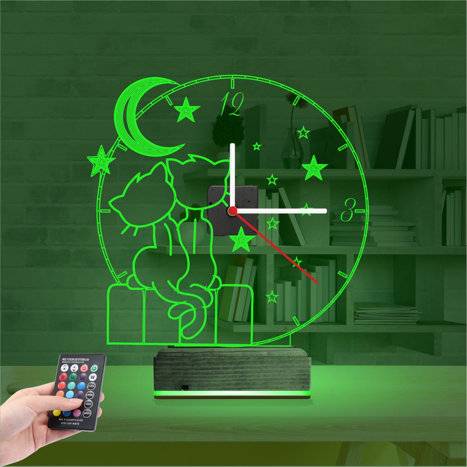 Коты под луной — 3D LED Ночник с часами | Подарок любимым 6