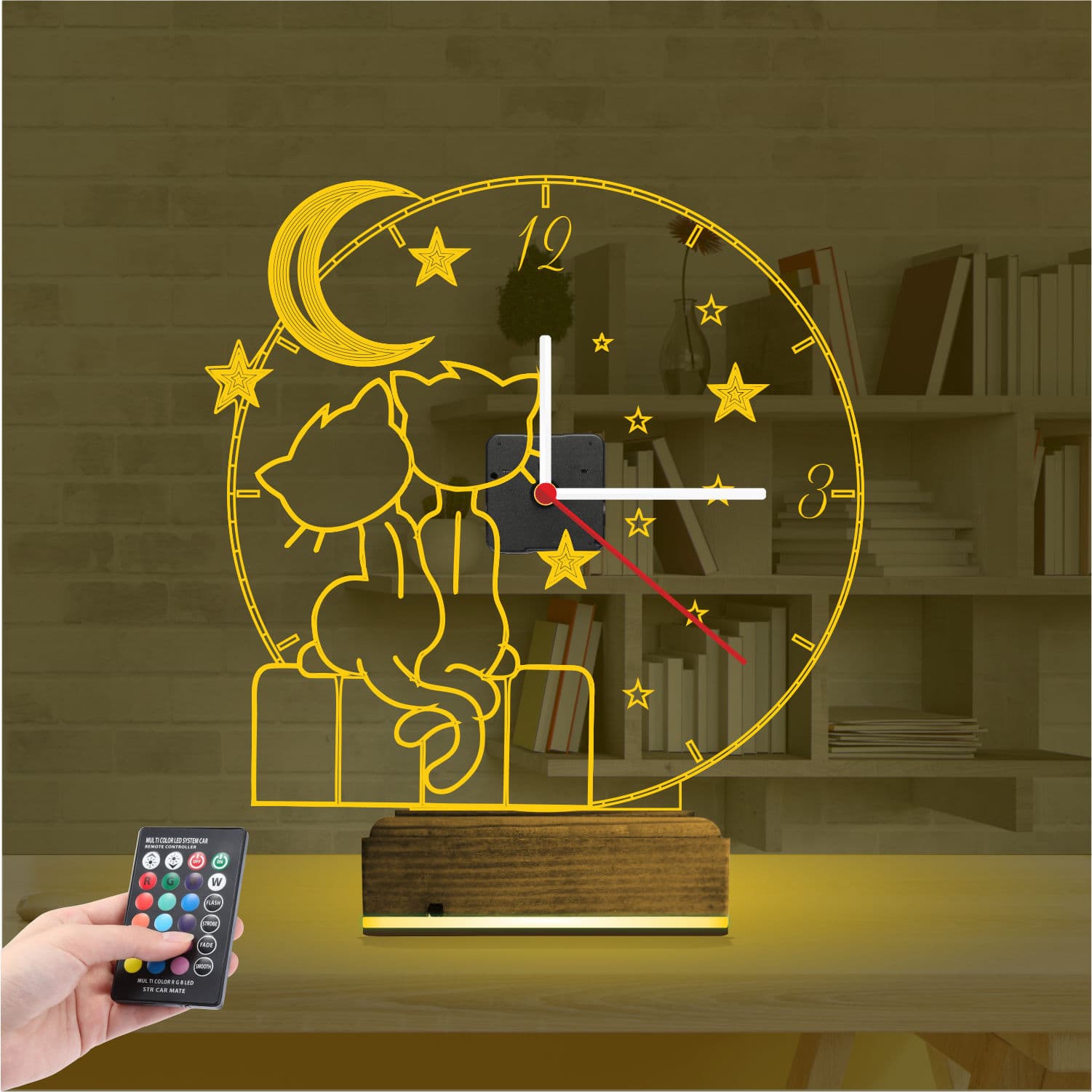 Коты под луной — 3D LED Ночник с часами | Подарок любимым 8