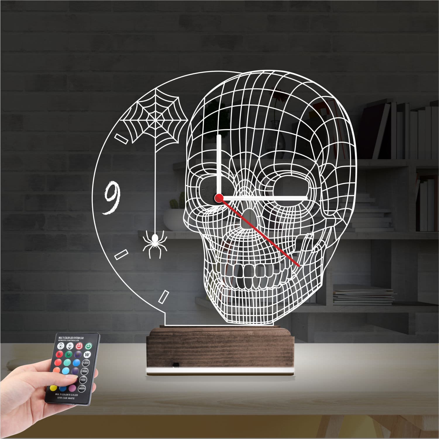 Череп — 3D LED Ночник с часами | Подарок мужчине 2