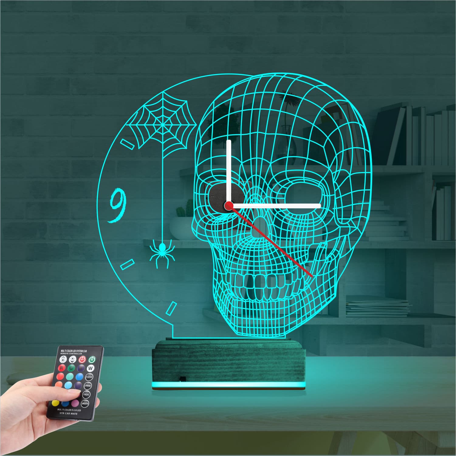 Череп — 3D LED Ночник с часами | Подарок мужчине 3