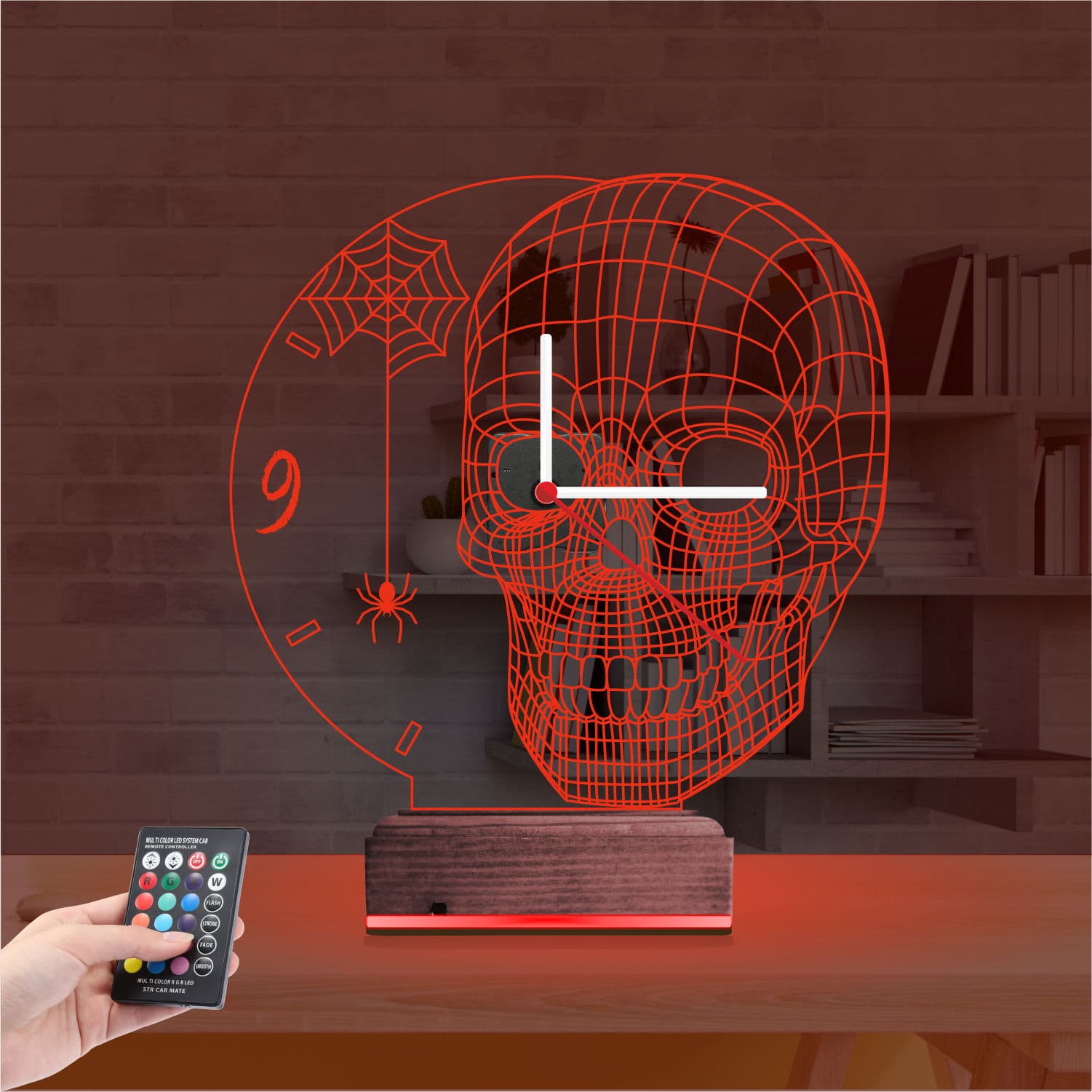 Череп — 3D LED Ночник с часами | Подарок мужчине 7