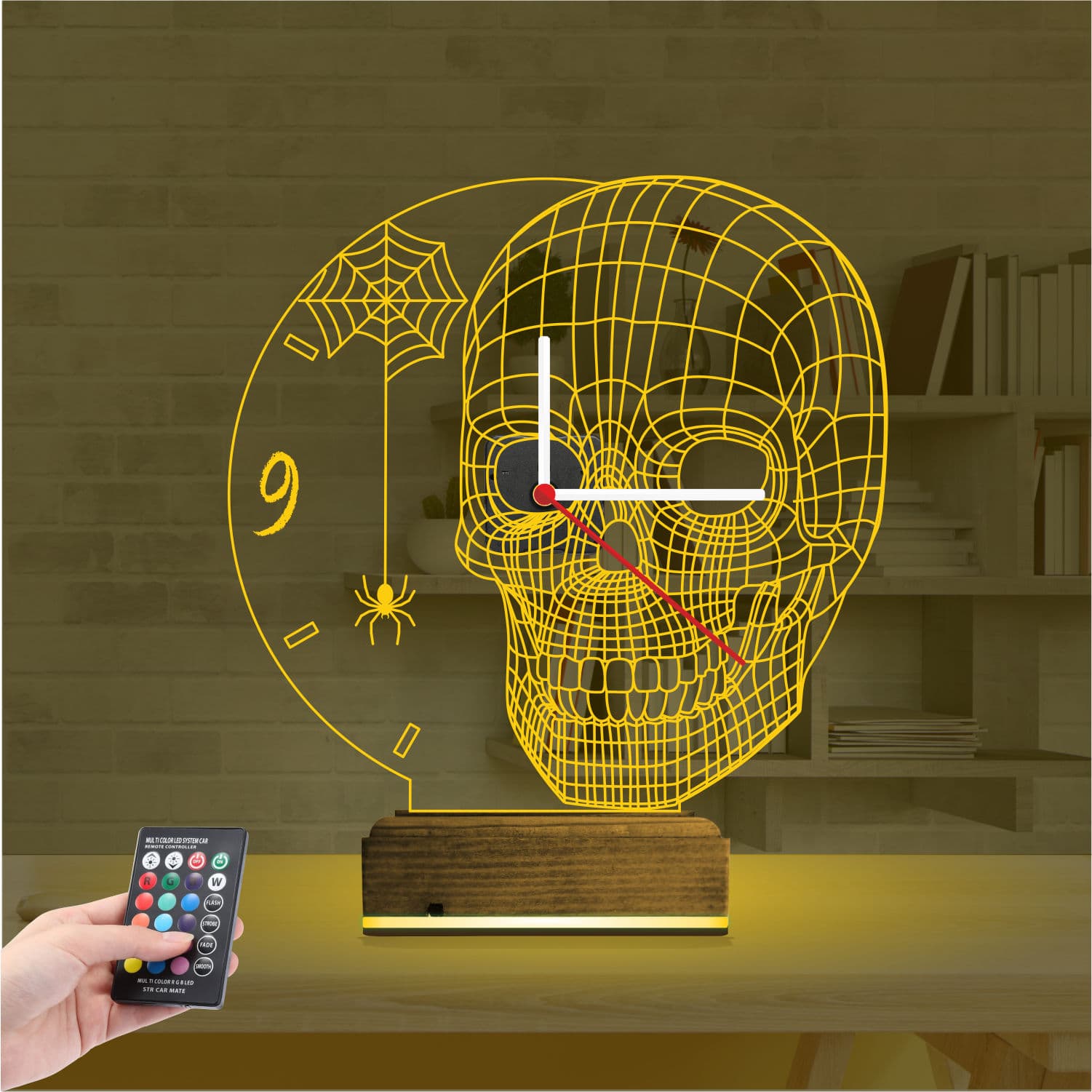 Череп — 3D LED Ночник с часами | Подарок мужчине 8