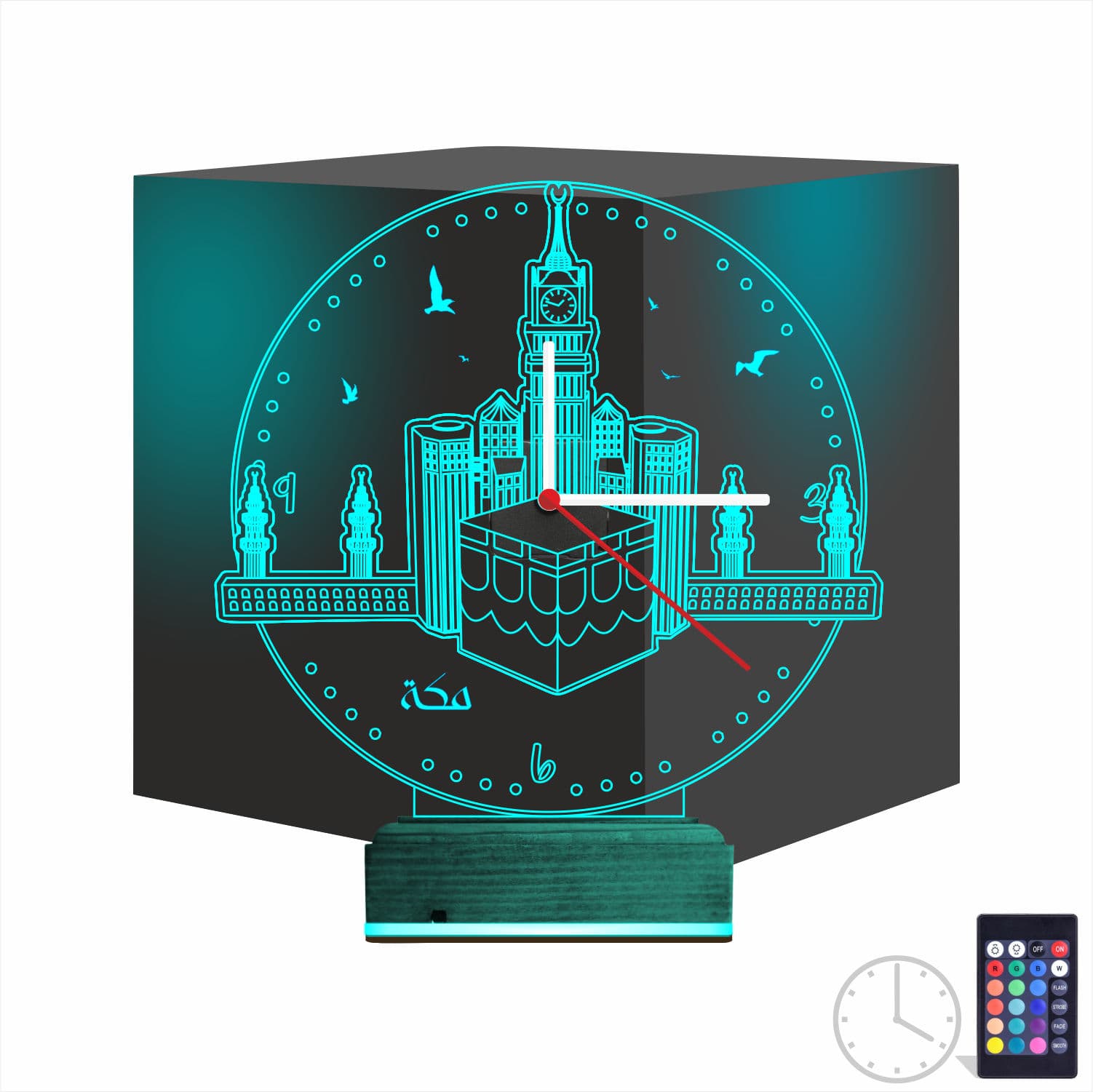 Мекка и Кааба — 3D LED Ночник-часы | Подарок мусульманину 1