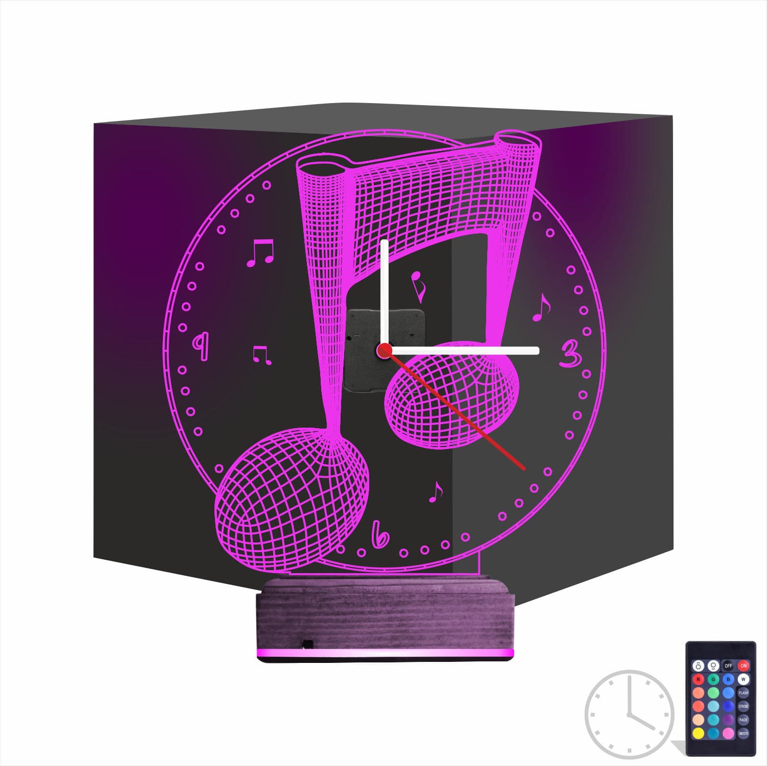 Ноты и Часы — 3D LED Ночник | Подарок музыканту 1