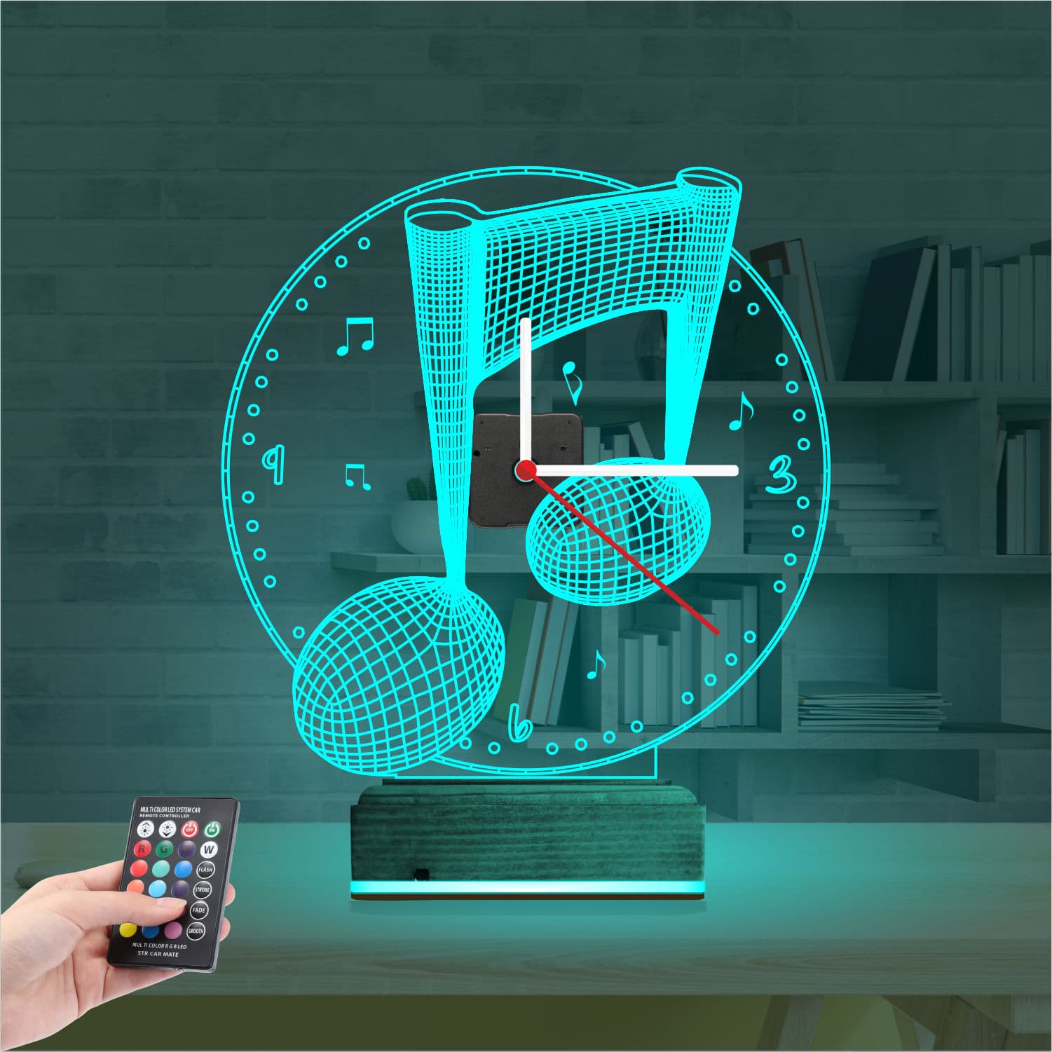 Ноты и Часы — 3D LED Ночник | Подарок музыканту 3