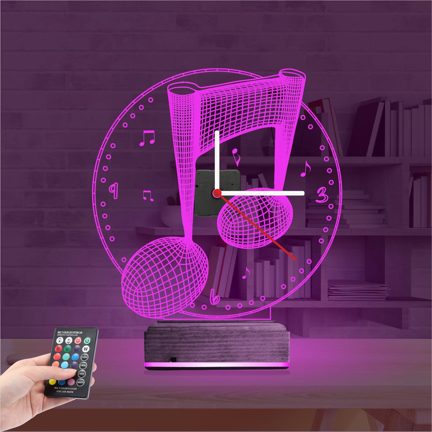 Ноты и Часы — 3D LED Ночник | Подарок музыканту 4