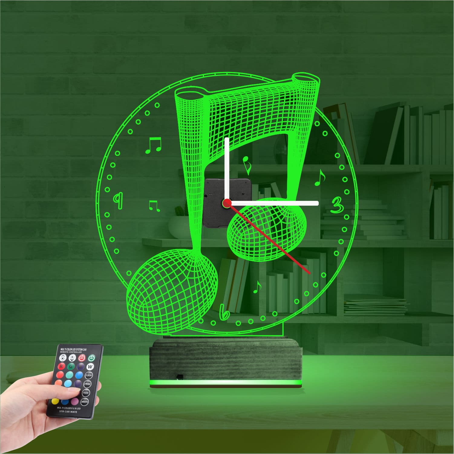 Ноты и Часы — 3D LED Ночник | Подарок музыканту 6
