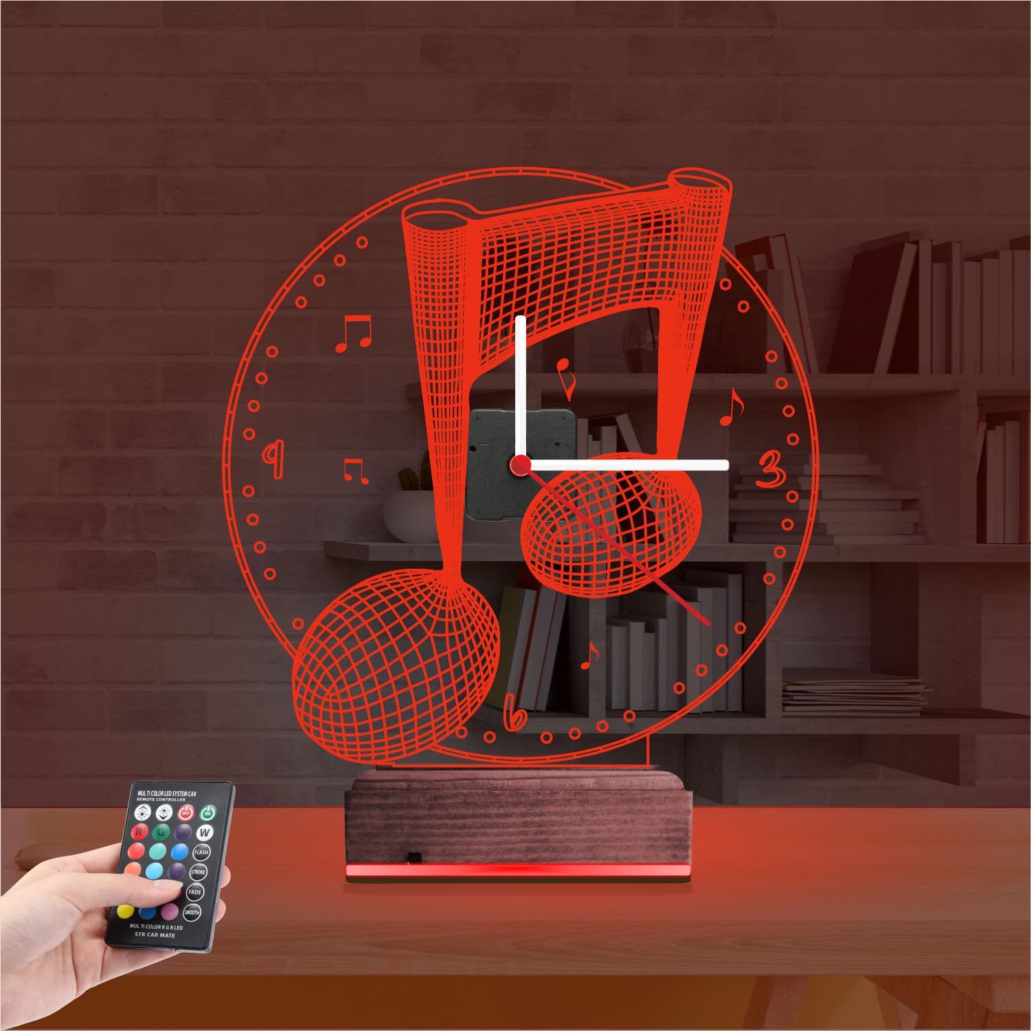 Ноты и Часы — 3D LED Ночник | Подарок музыканту 7