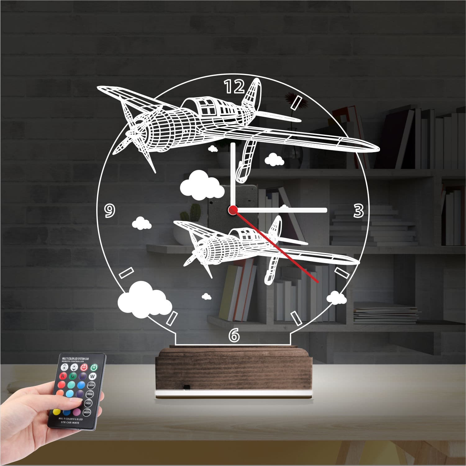 Самолеты — 3D LED Ночник с часами | Подарок мужчине 2
