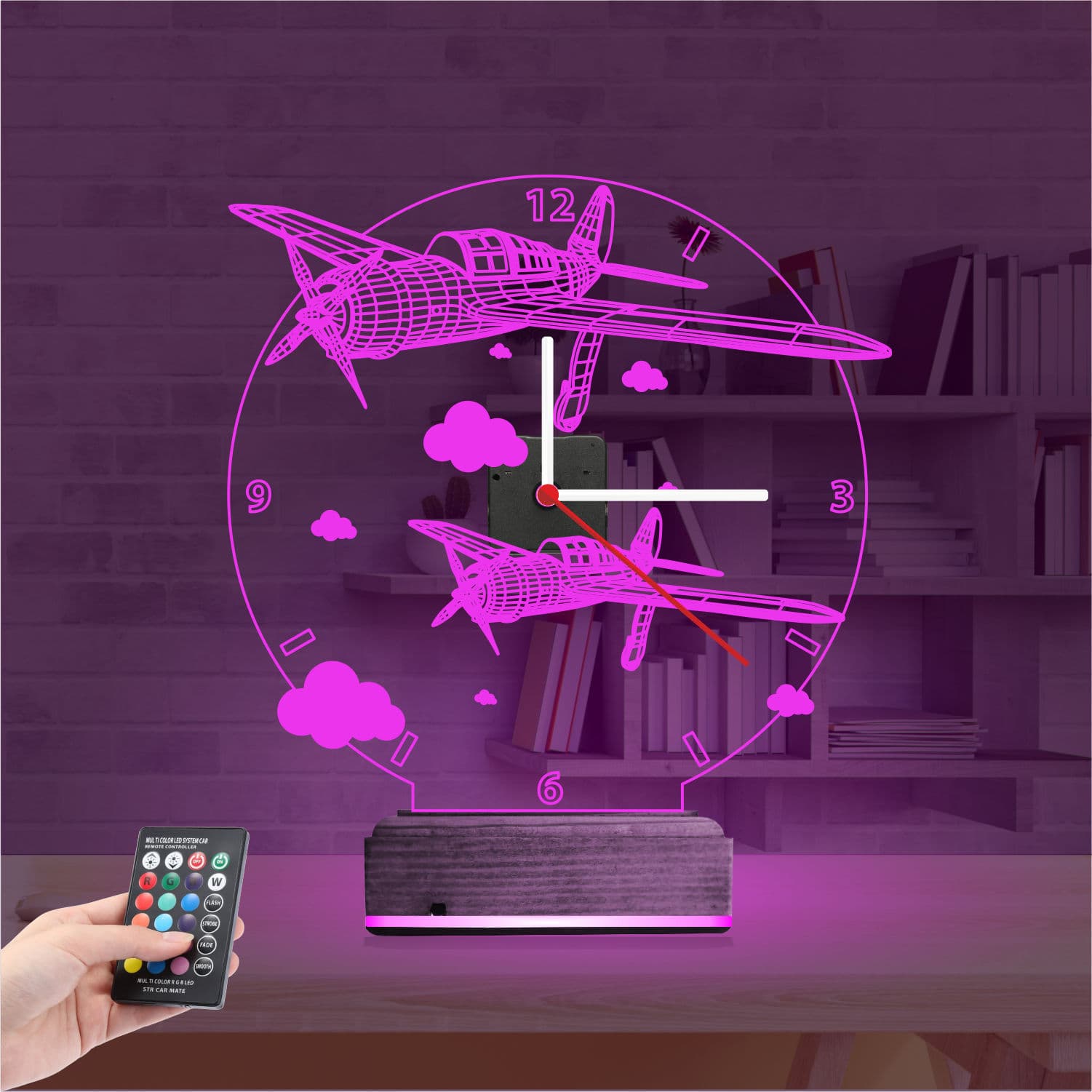Самолеты — 3D LED Ночник с часами | Подарок мужчине 4
